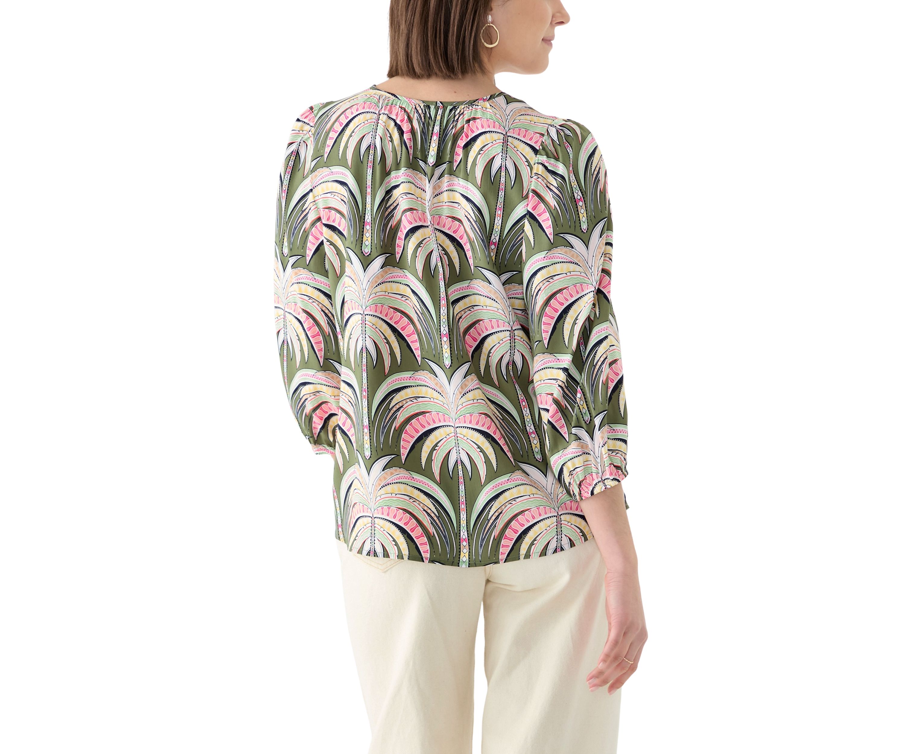 Womens Button Front Peasant Blouse