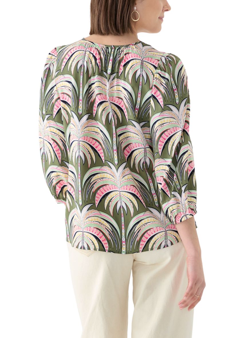 Womens Button Front Peasant Blouse