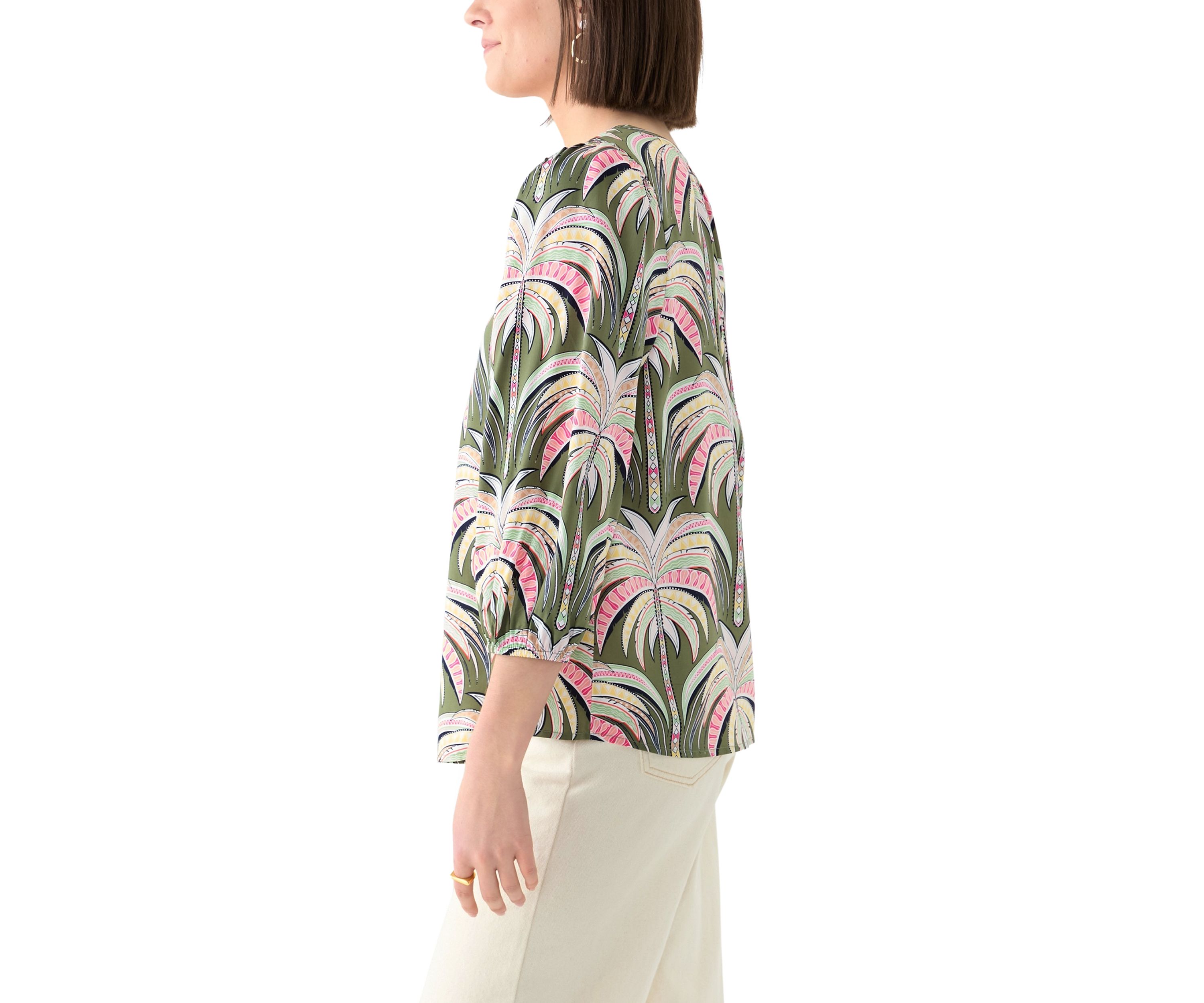 Womens Button Front Peasant Blouse