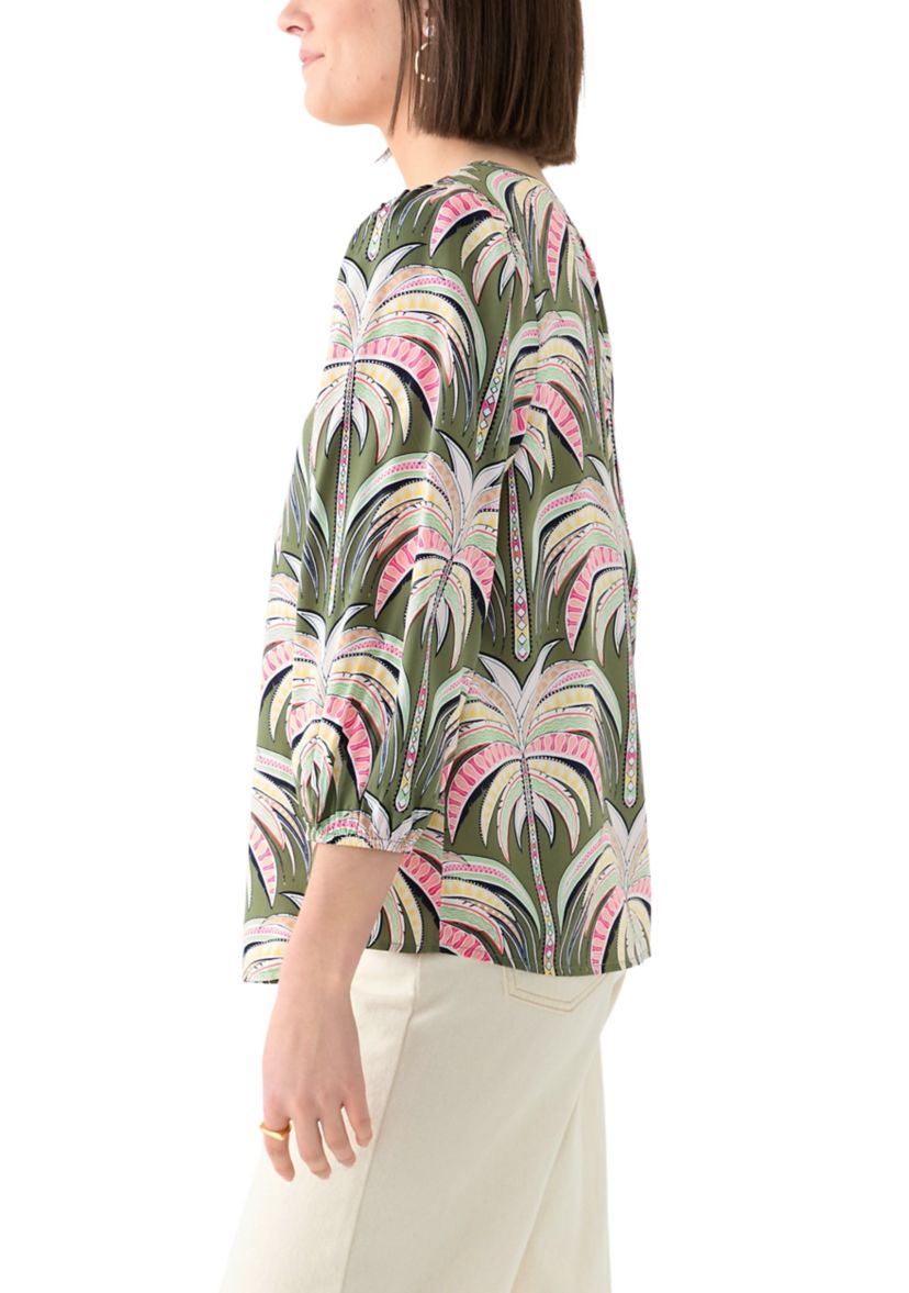 Womens Button Front Peasant Blouse