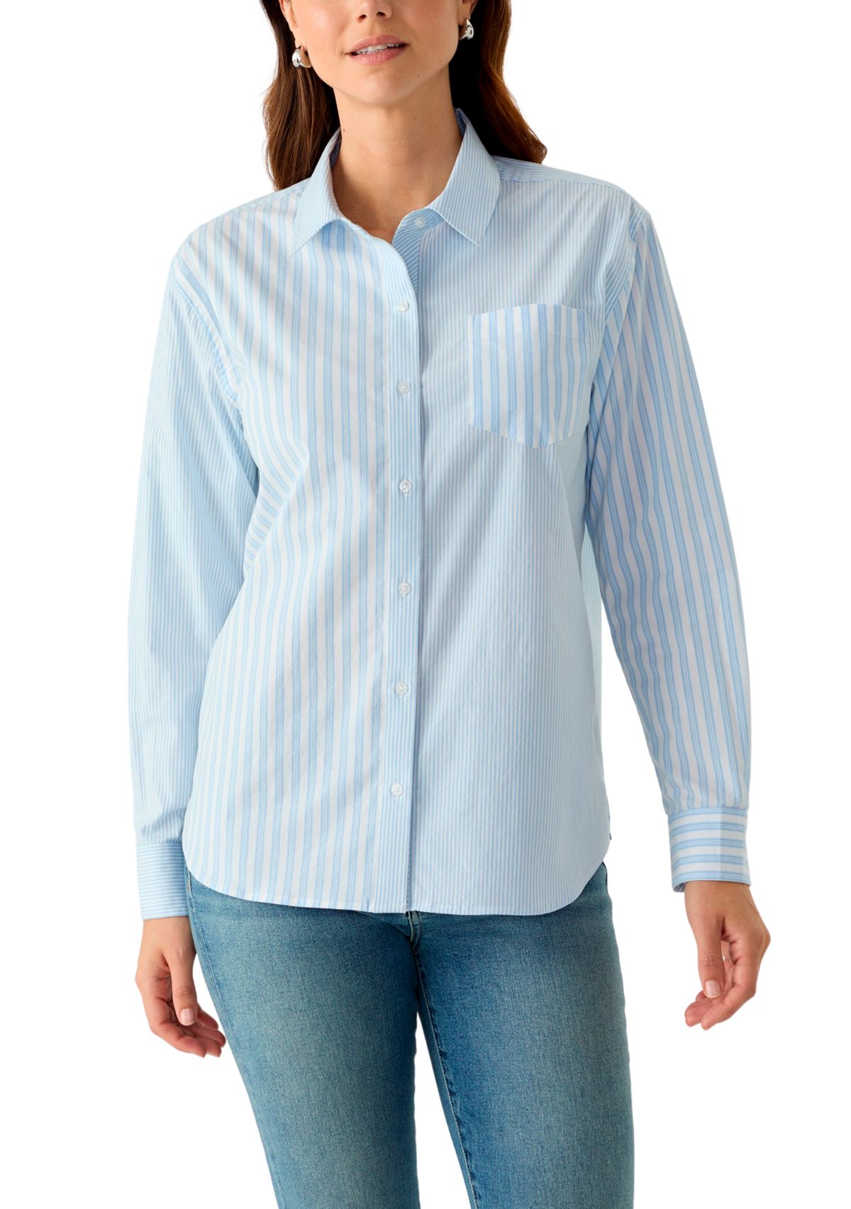 Womens Yarn Dyed Button Front Shirt