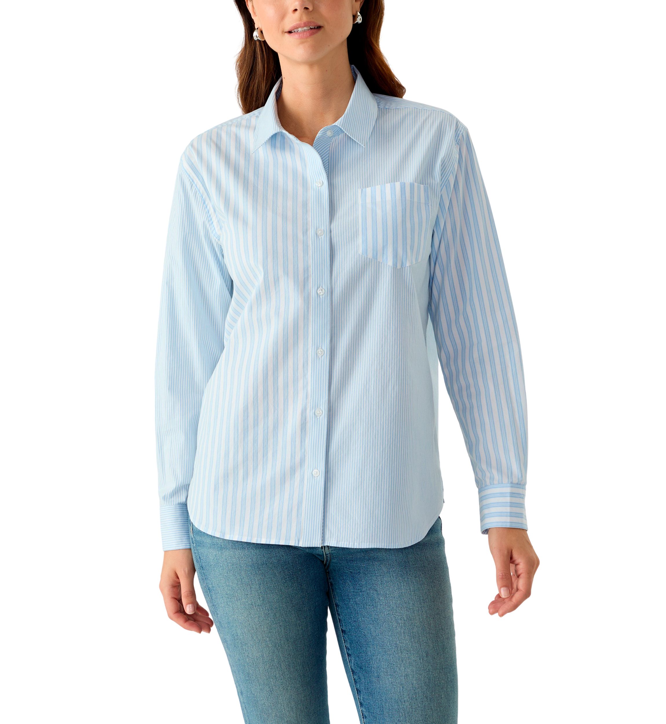 Womens Yarn Dyed Button Front Shirt