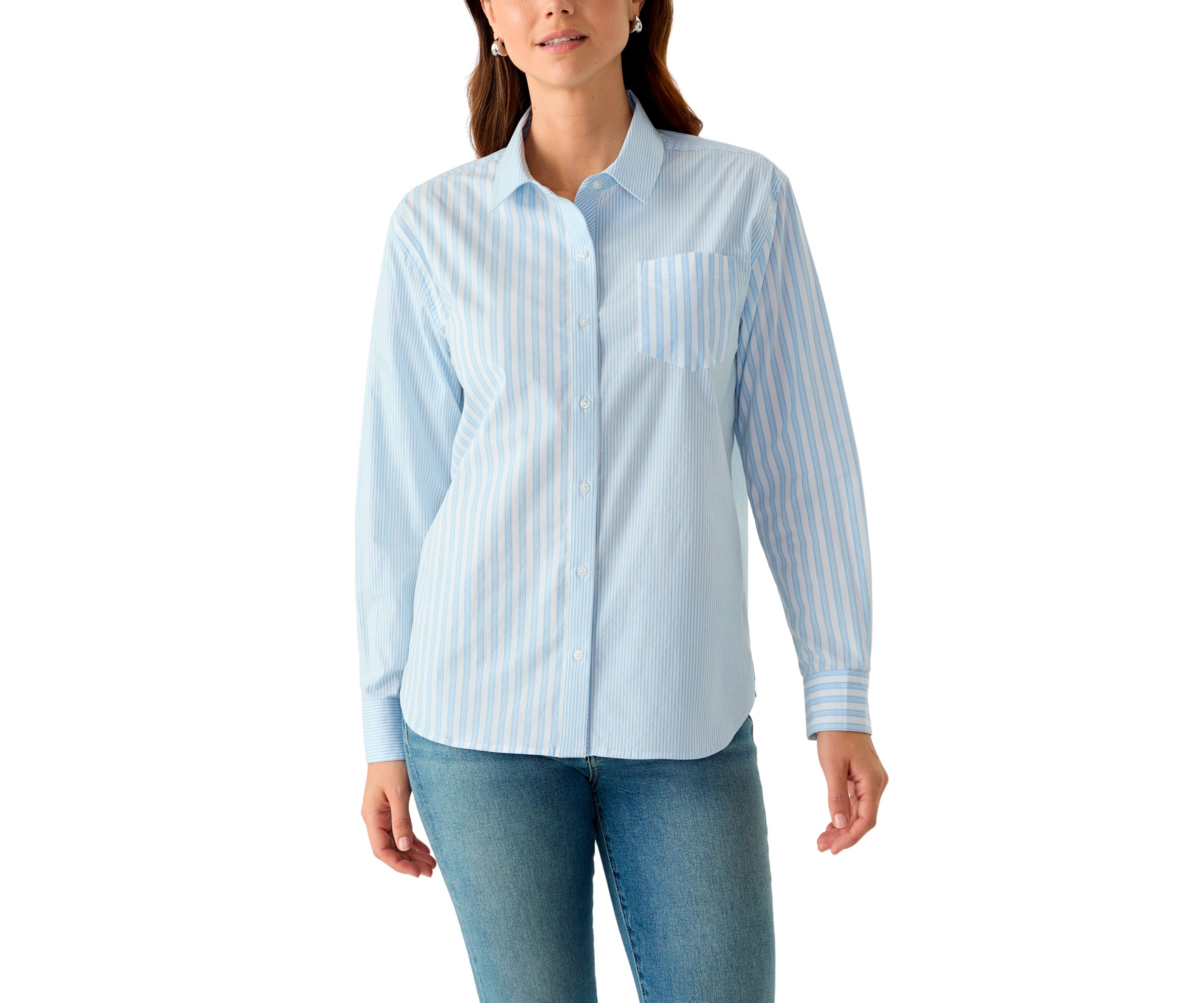 Womens Yarn Dyed Button Front Shirt