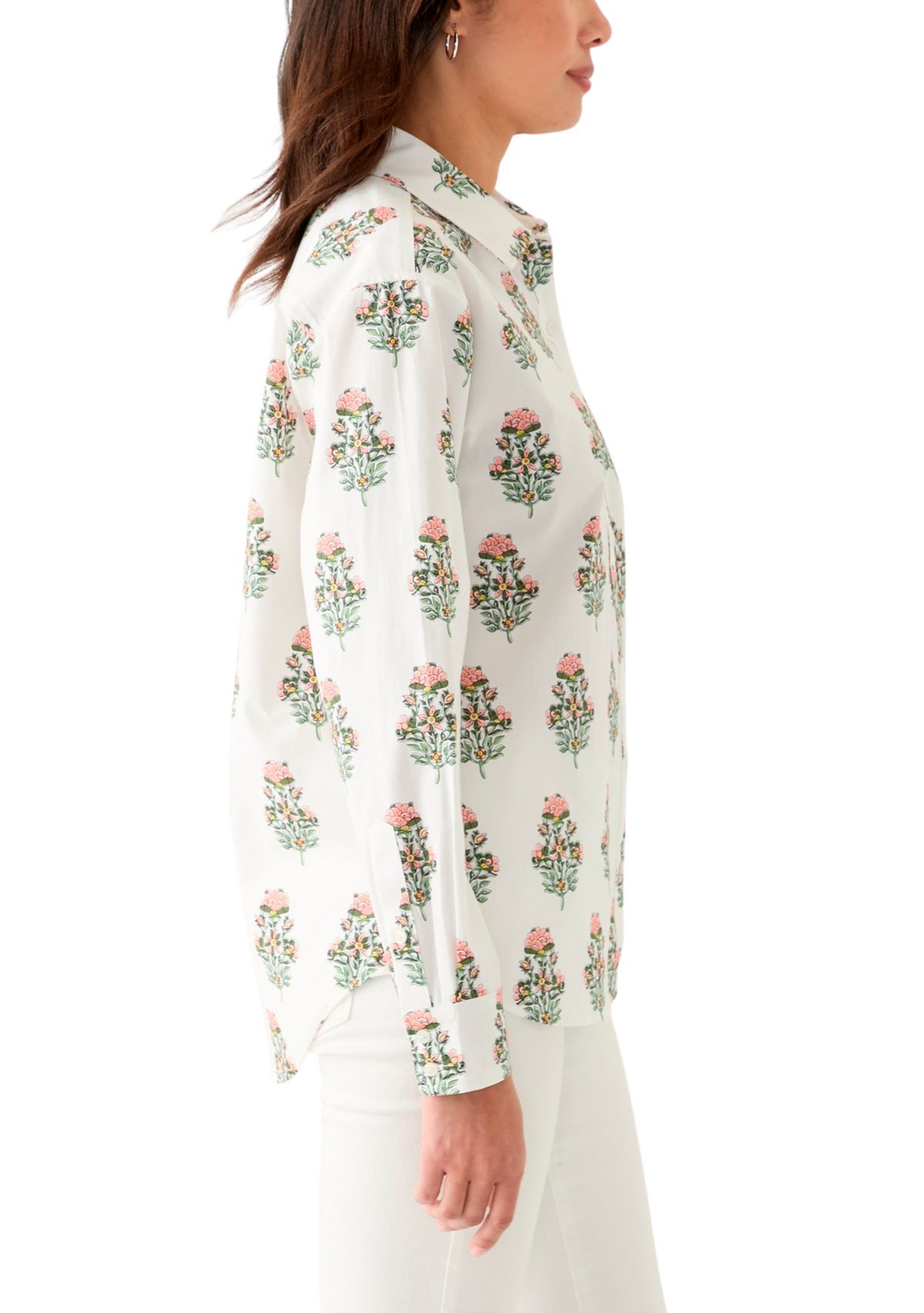 Womens Button Front Printed Shirt