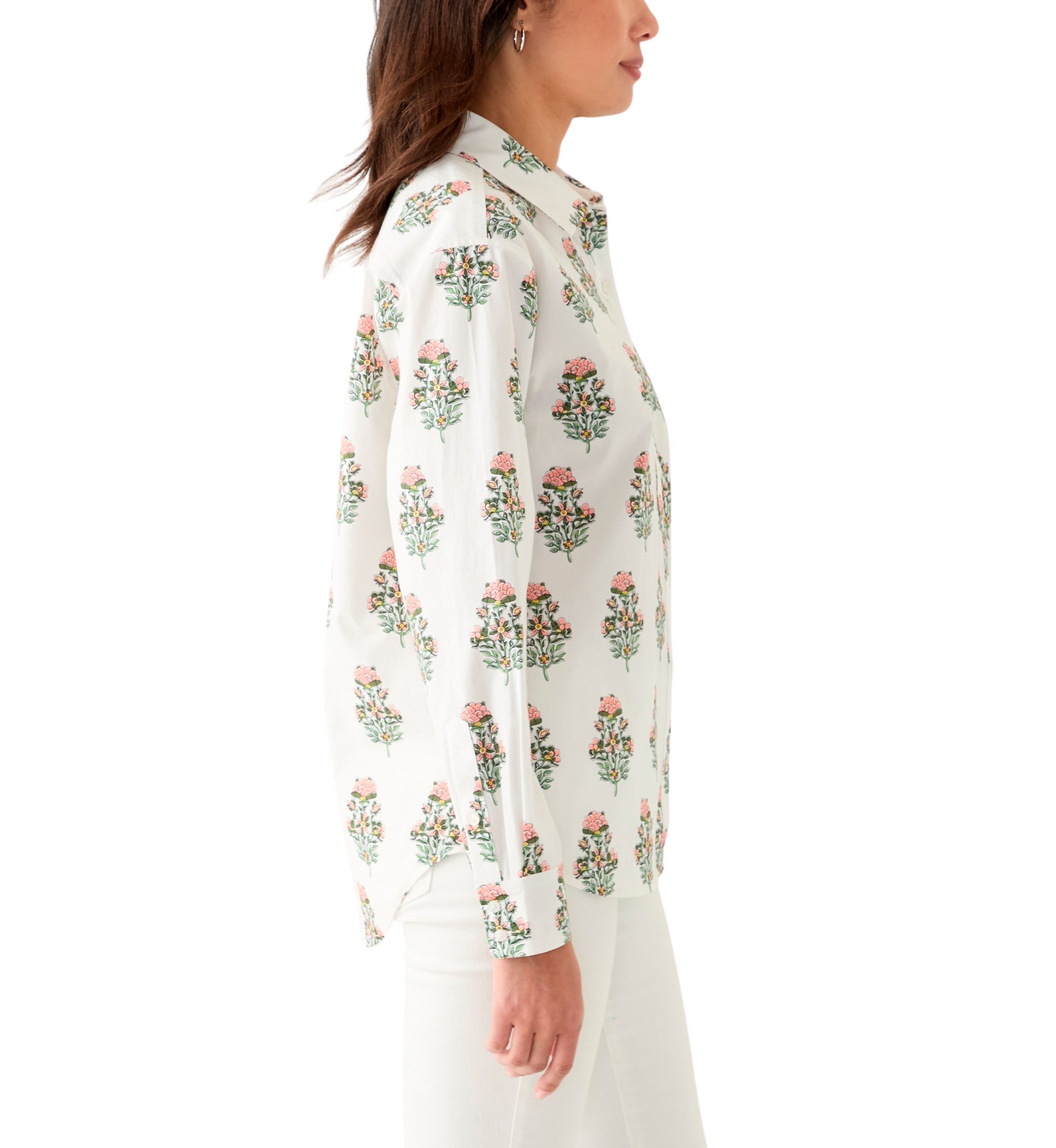 Womens Button Front Printed Shirt