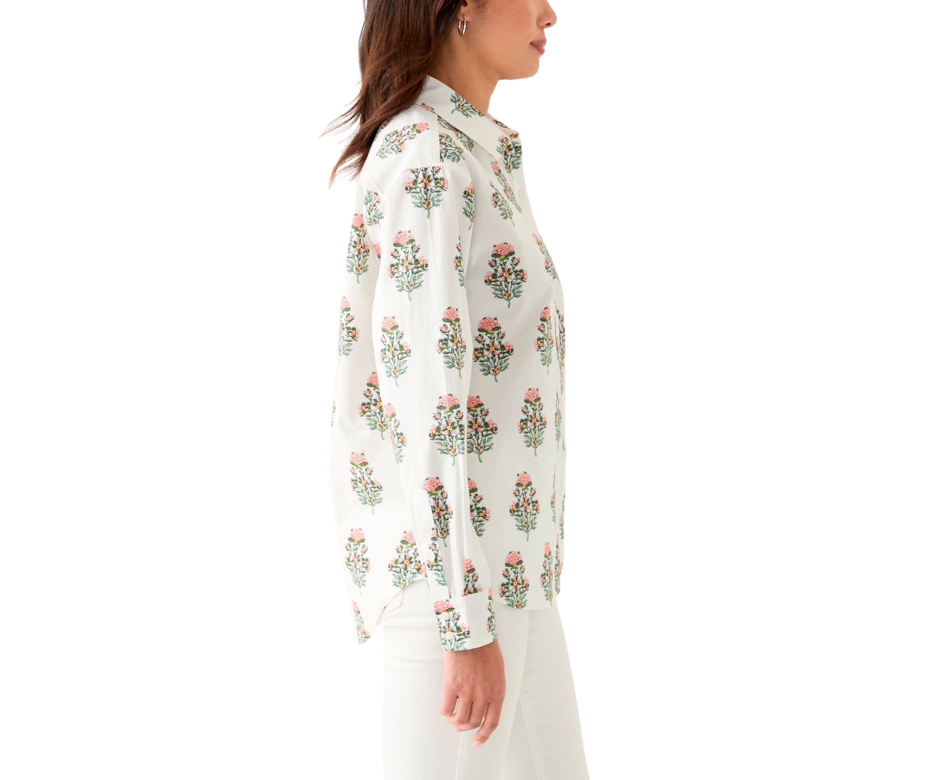Womens Button Front Printed Shirt