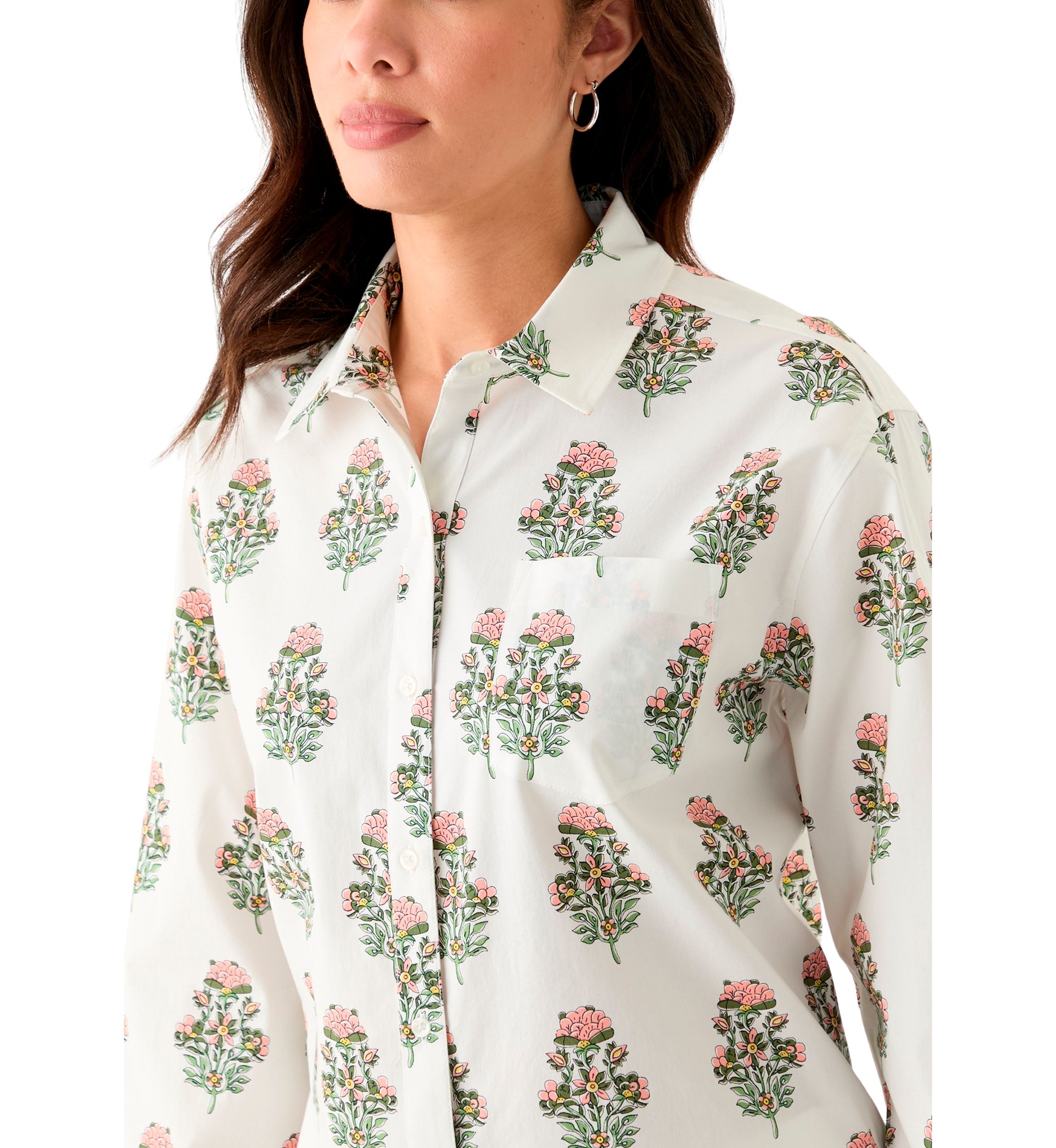 Womens Button Front Printed Shirt