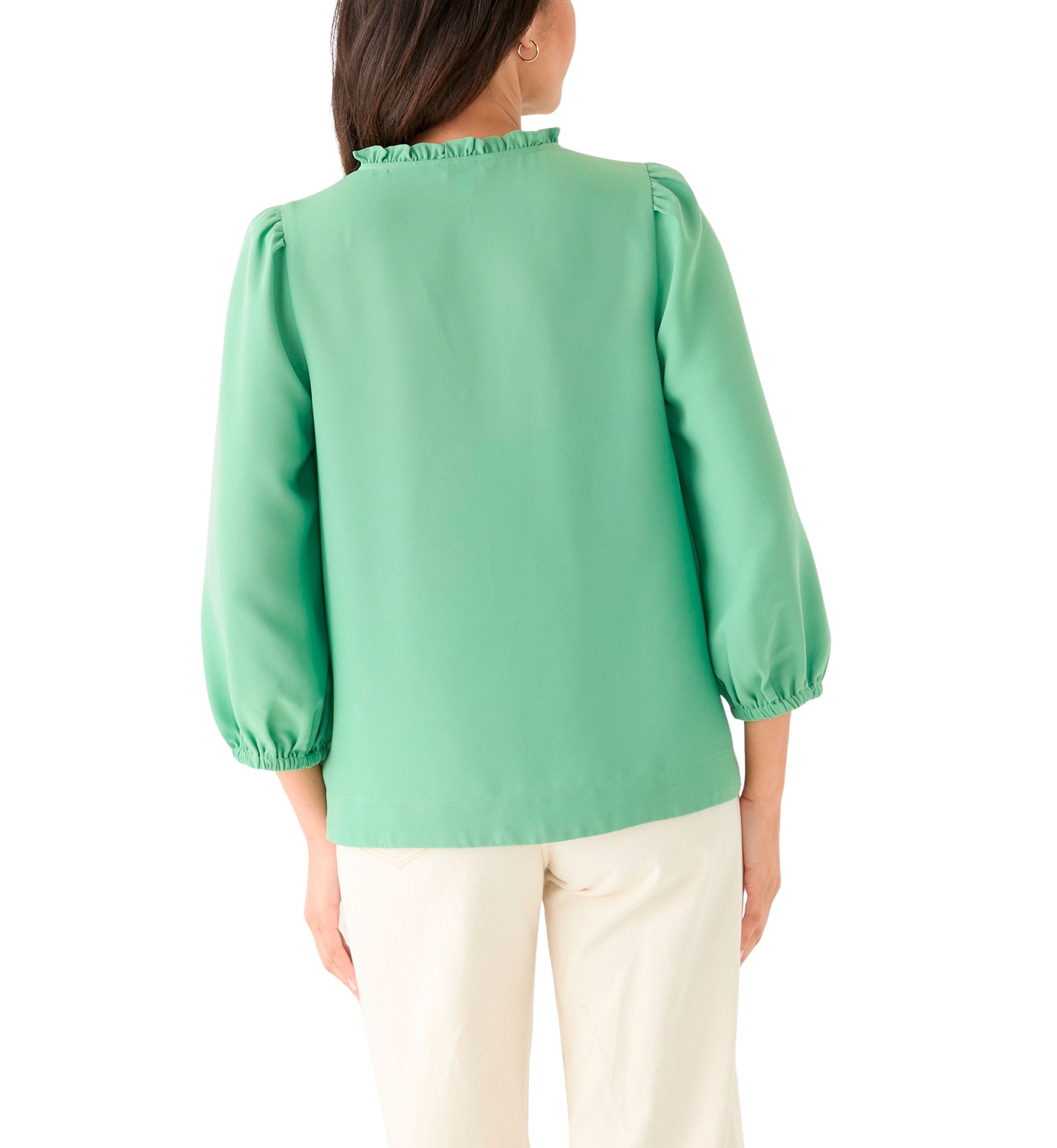 Womens Ruffle Shirred Shoulder Peasant Blouse