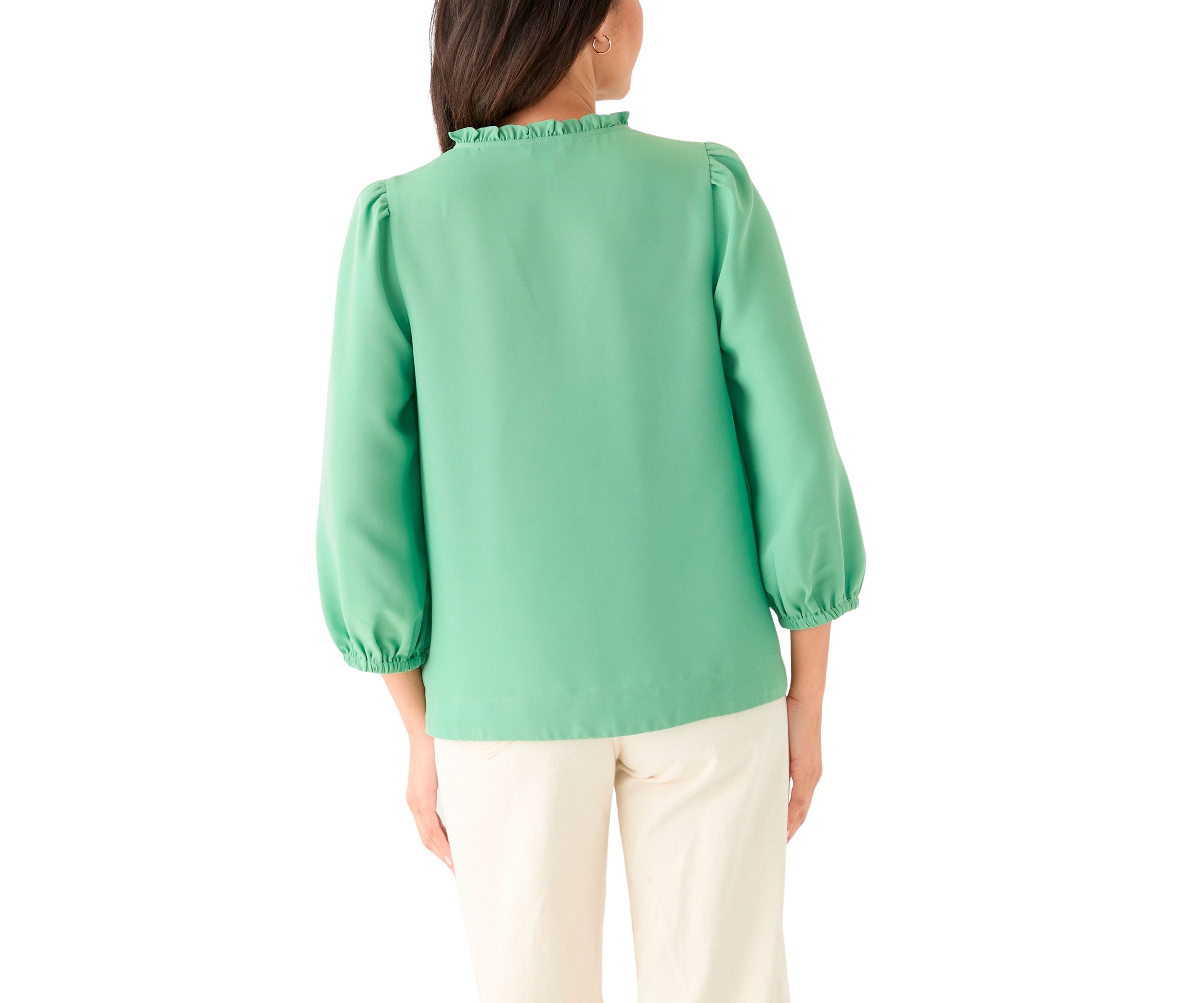 Womens Ruffle Shirred Shoulder Peasant Blouse