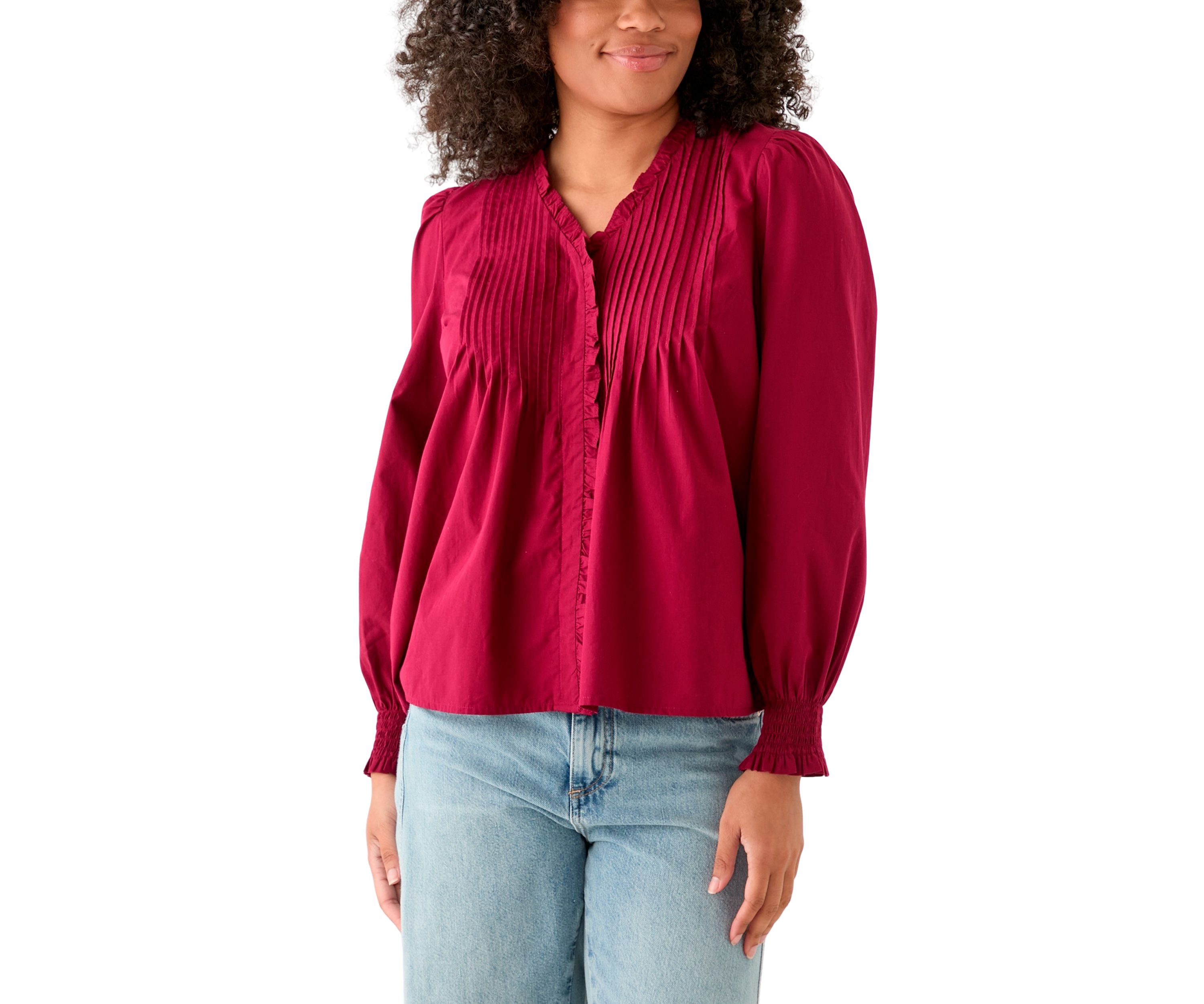 Womens Long Sleeve Ruffle Top