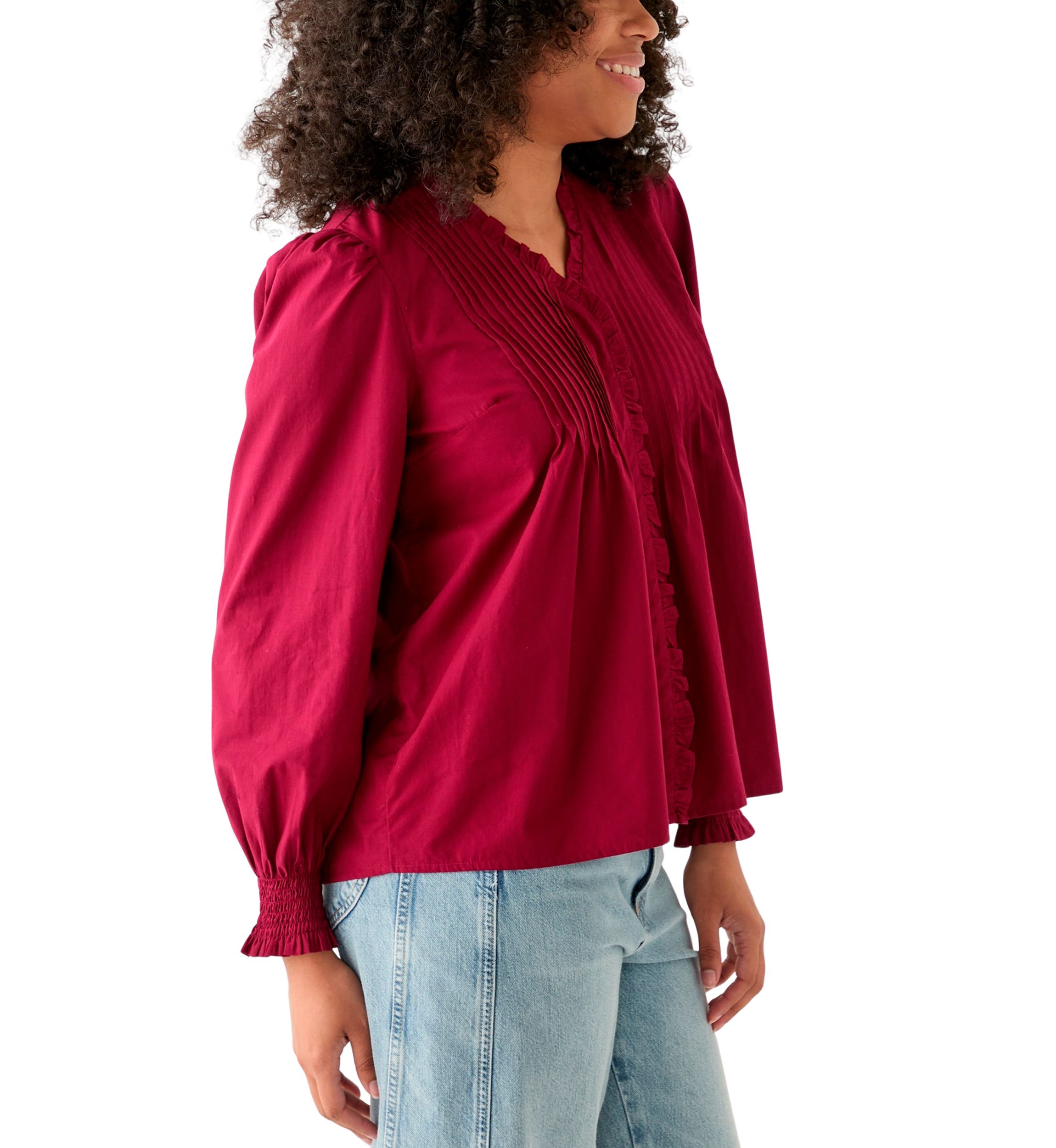 Womens Long Sleeve Ruffle Top