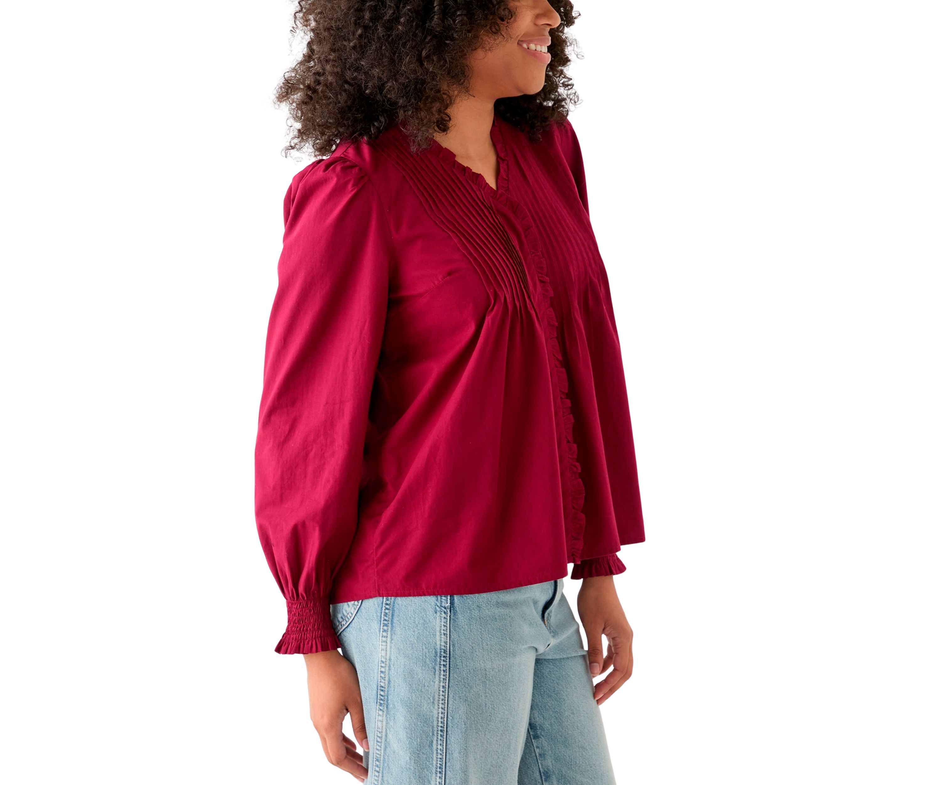 Womens Long Sleeve Ruffle Top