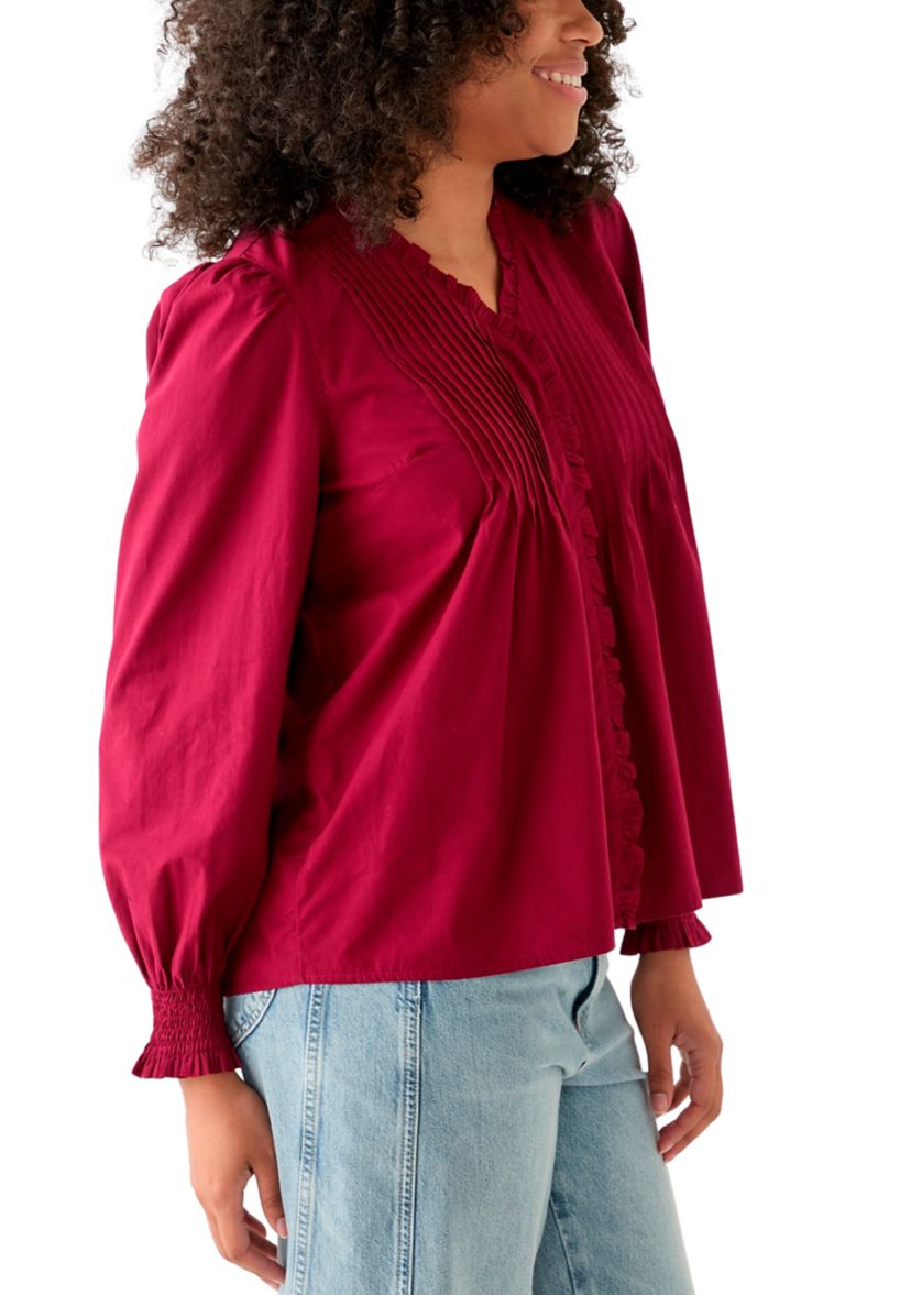 Womens Long Sleeve Ruffle Top