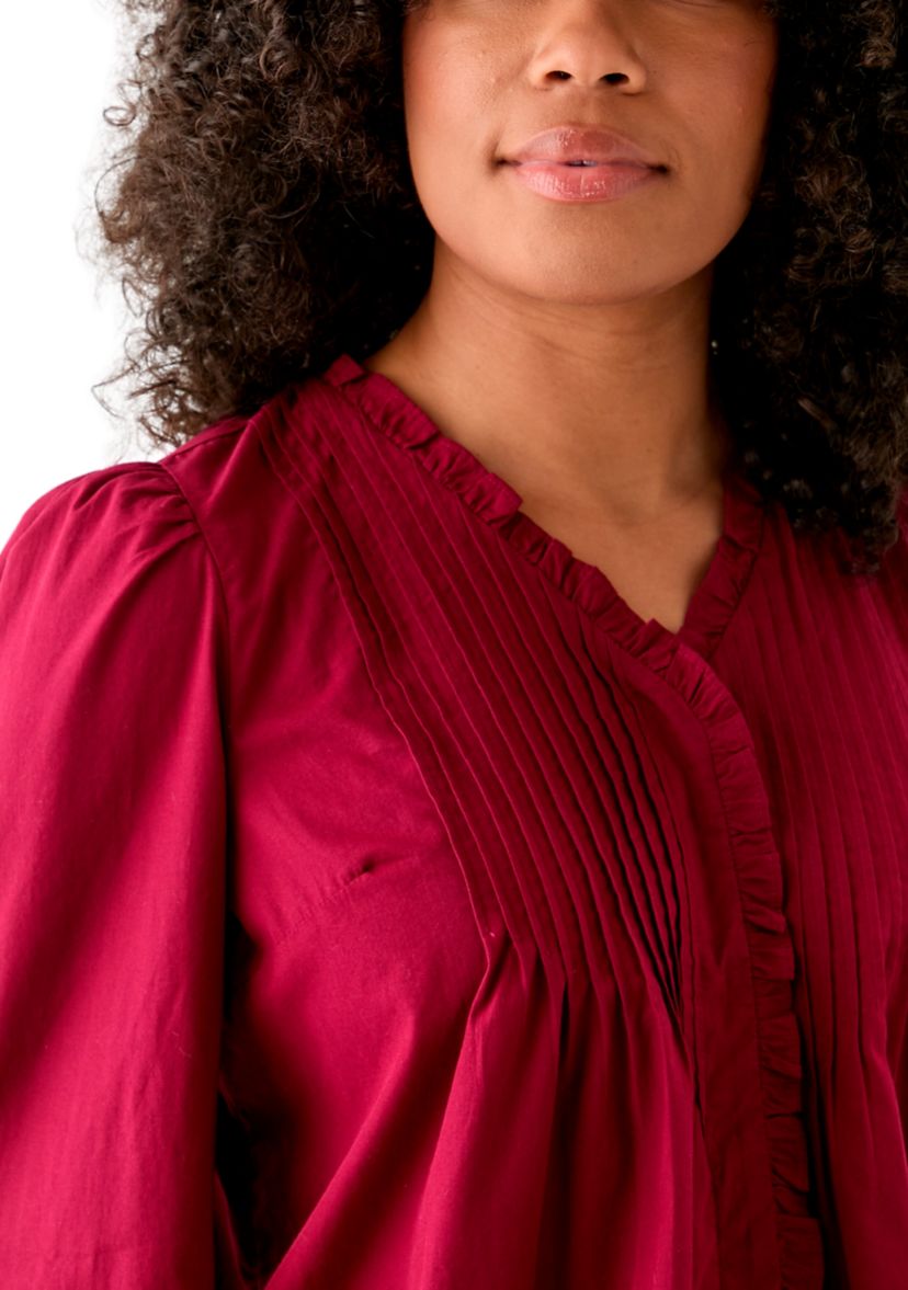 Womens Long Sleeve Ruffle Top