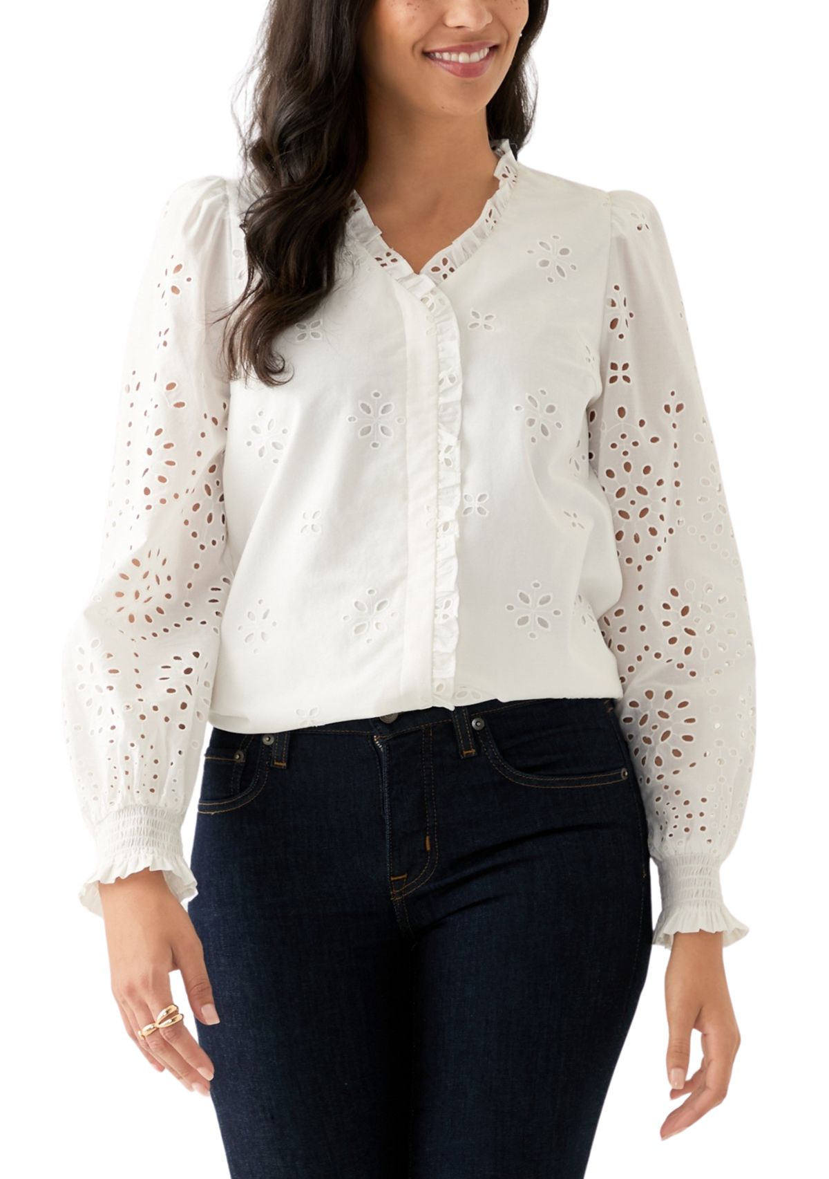 Womens Long Sleeve Ruffle Top