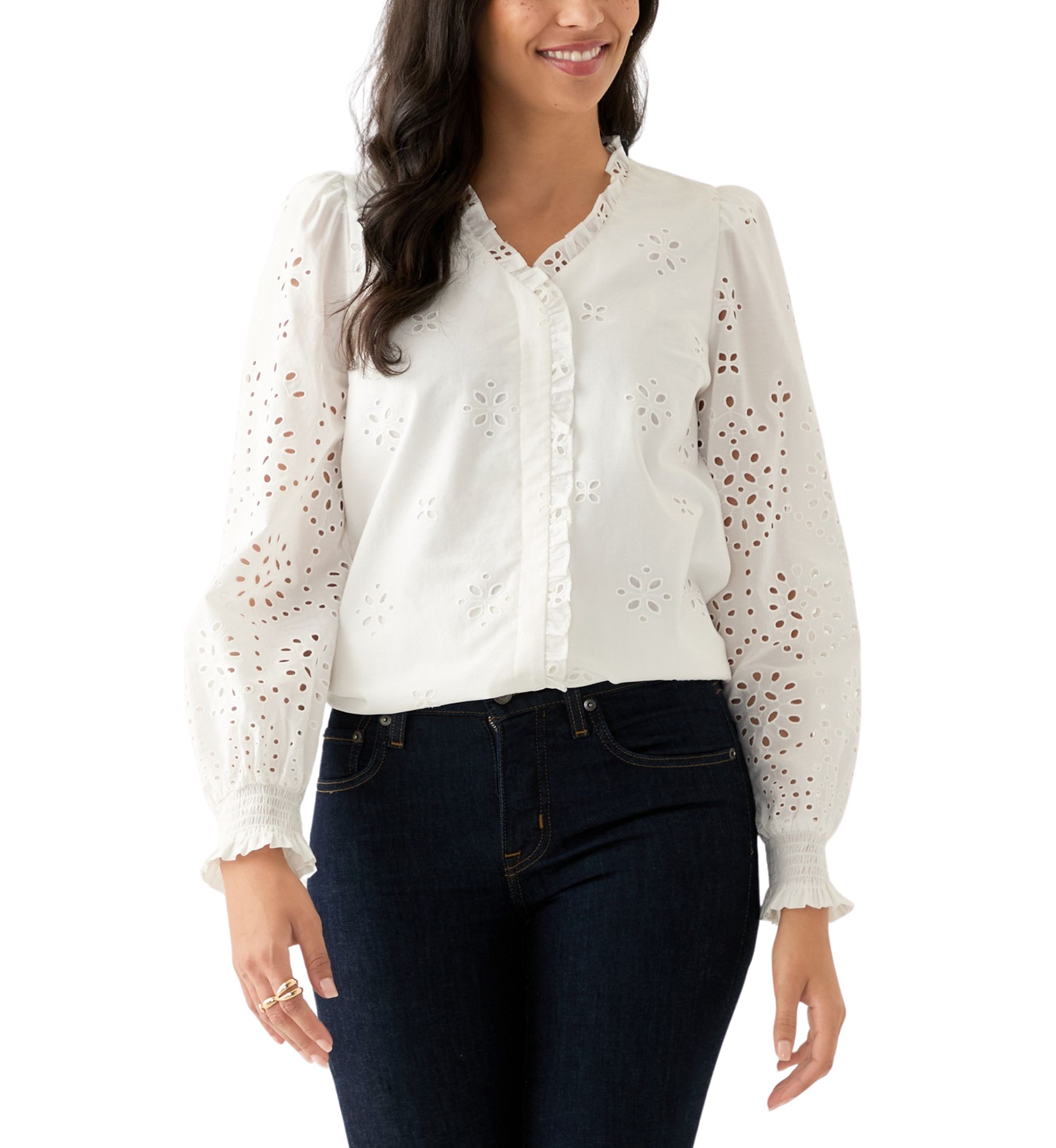 Womens Long Sleeve Ruffle Top