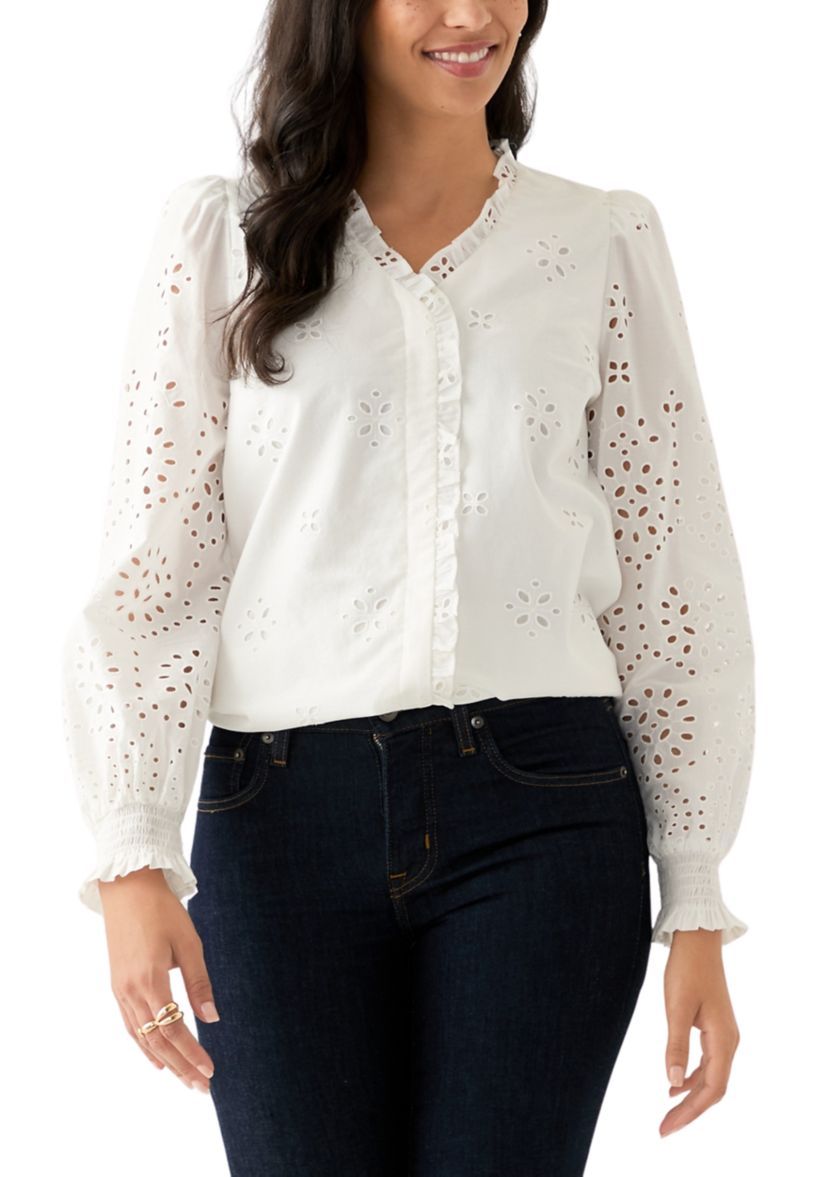 Womens Long Sleeve Ruffle Top