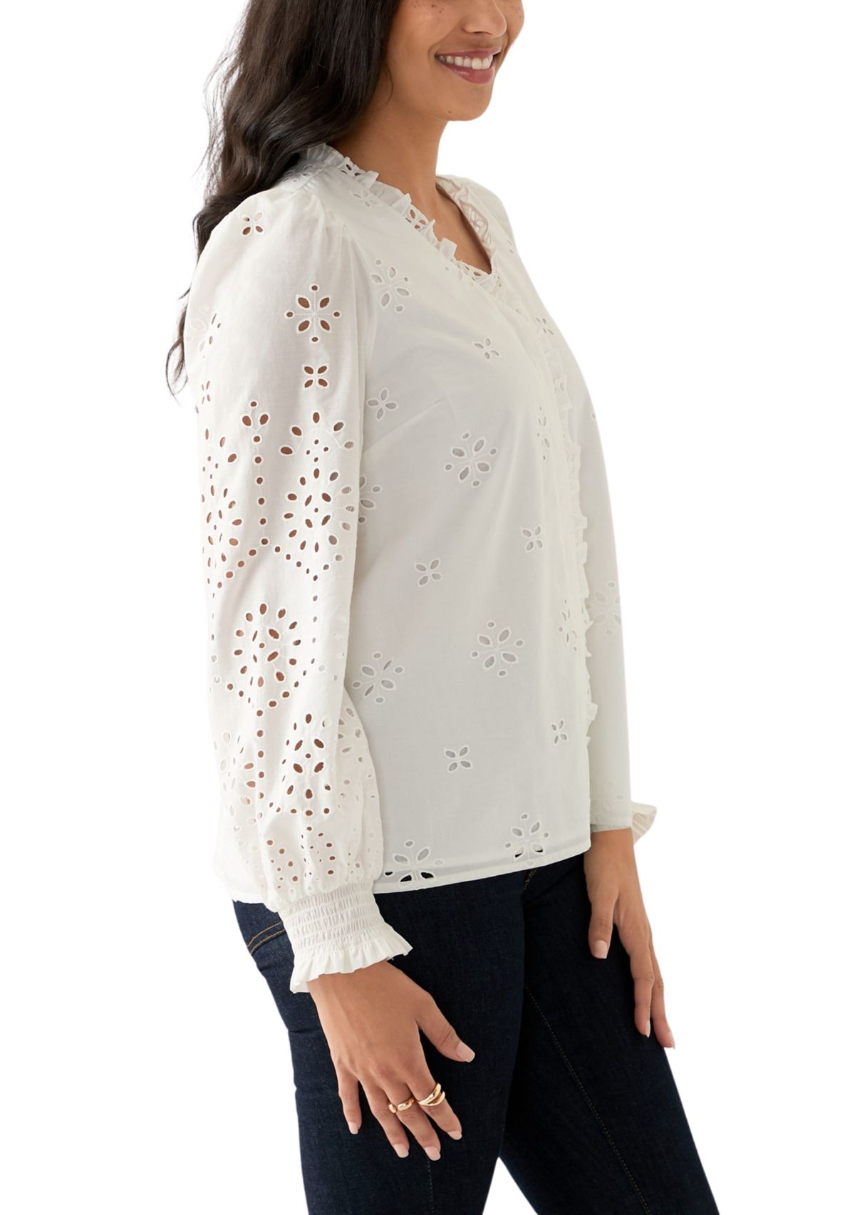 Womens Long Sleeve Ruffle Top