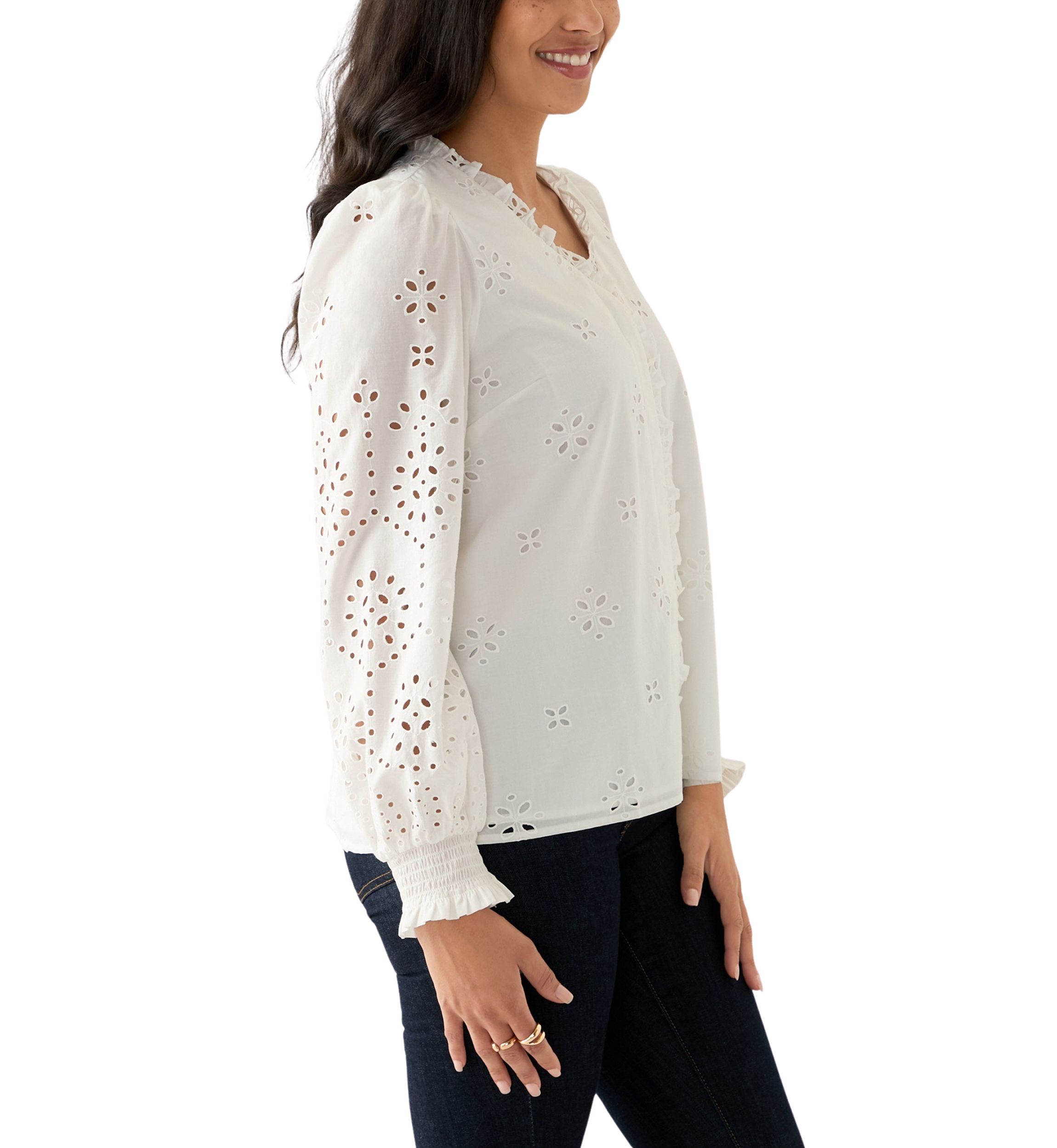 Womens Long Sleeve Ruffle Top