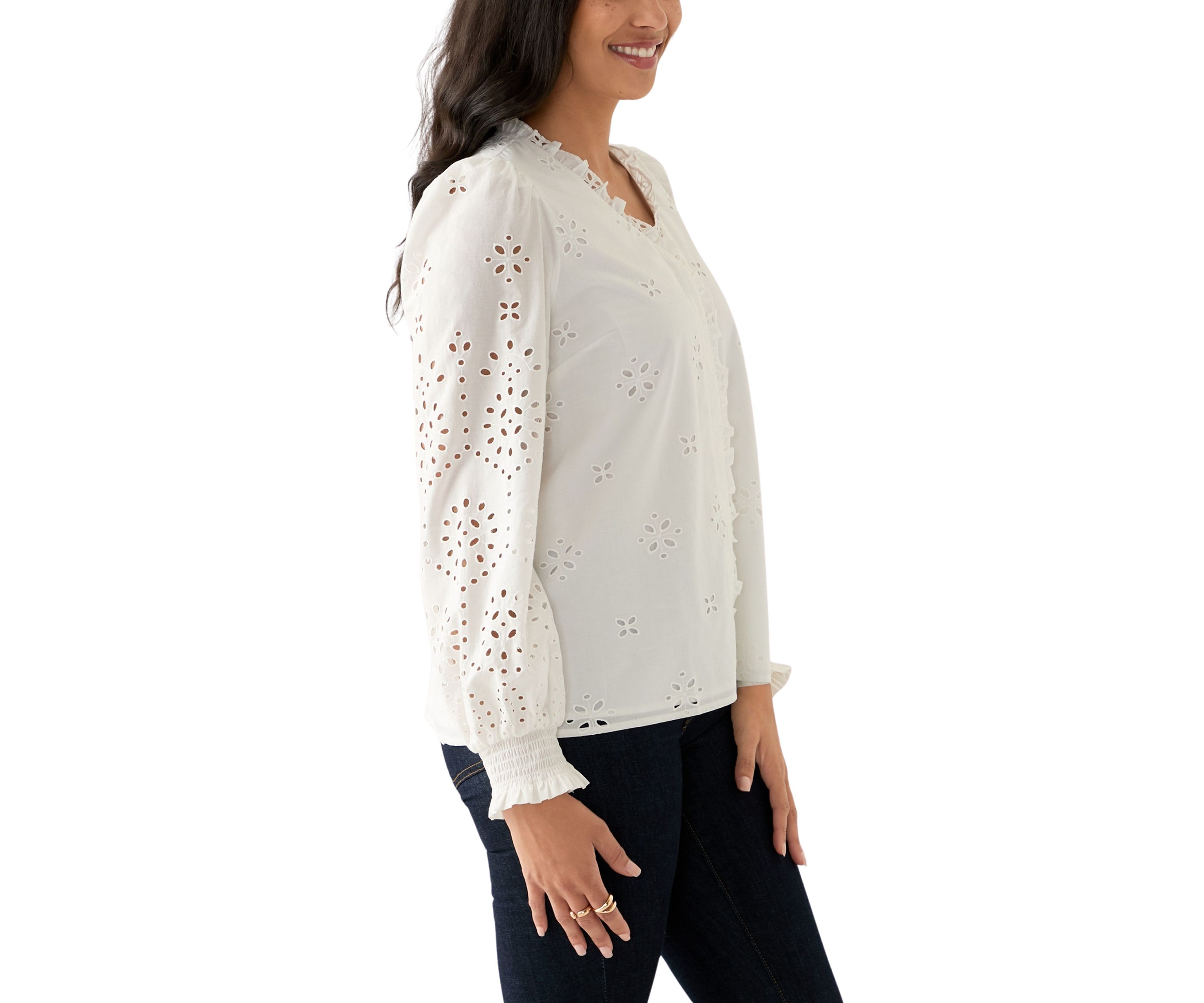 Womens Long Sleeve Ruffle Top