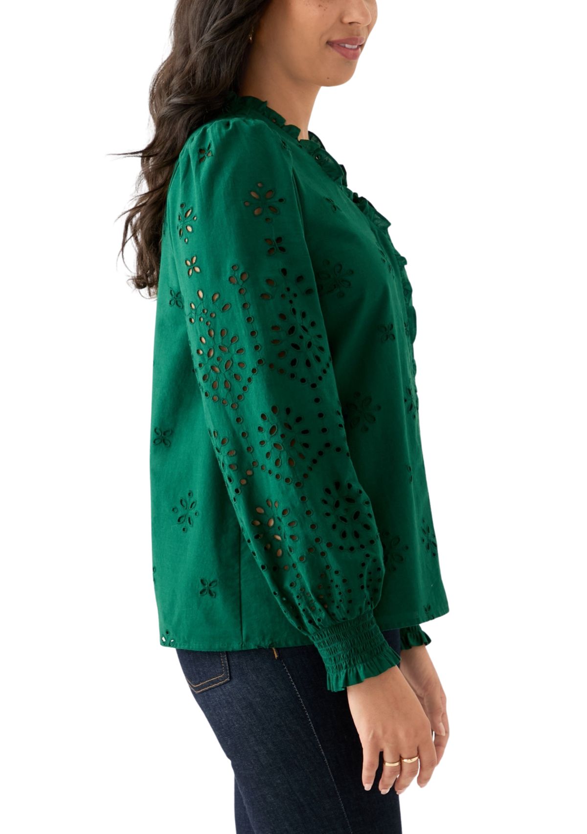 Womens Long Sleeve Ruffle Top