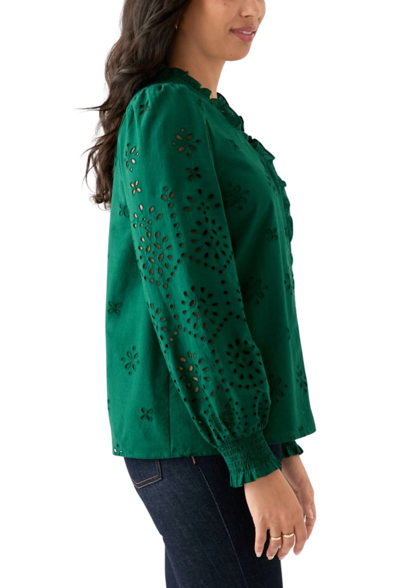 Womens Long Sleeve Ruffle Top