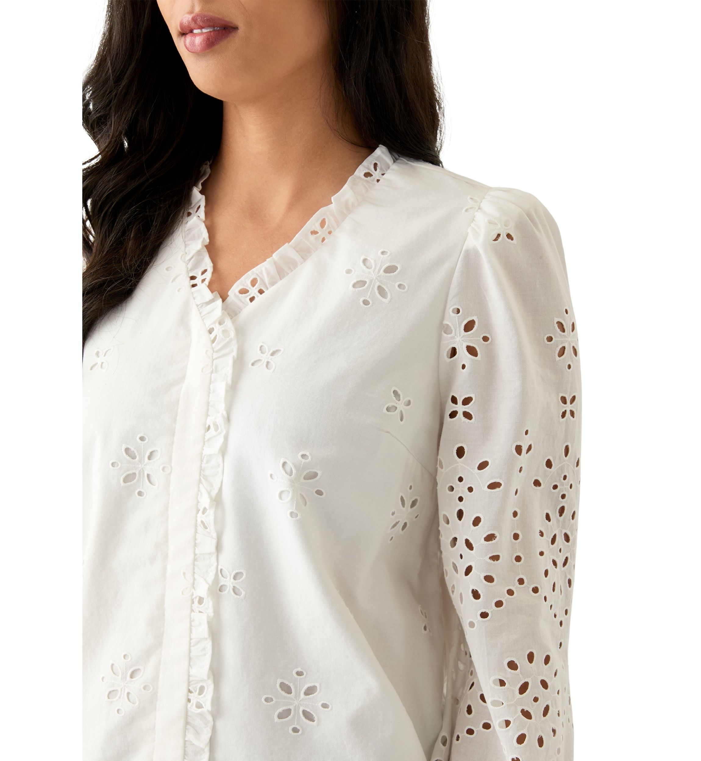 Womens Long Sleeve Ruffle Top