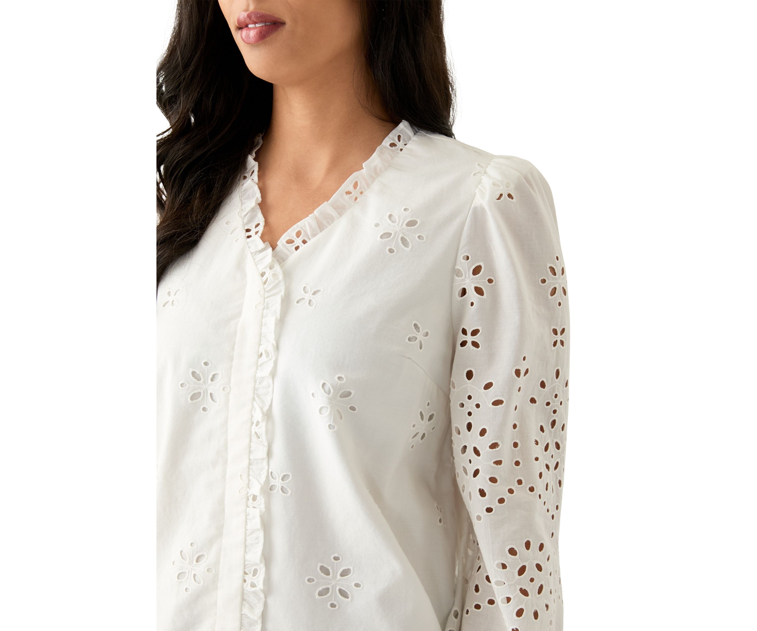 Womens Long Sleeve Ruffle Top