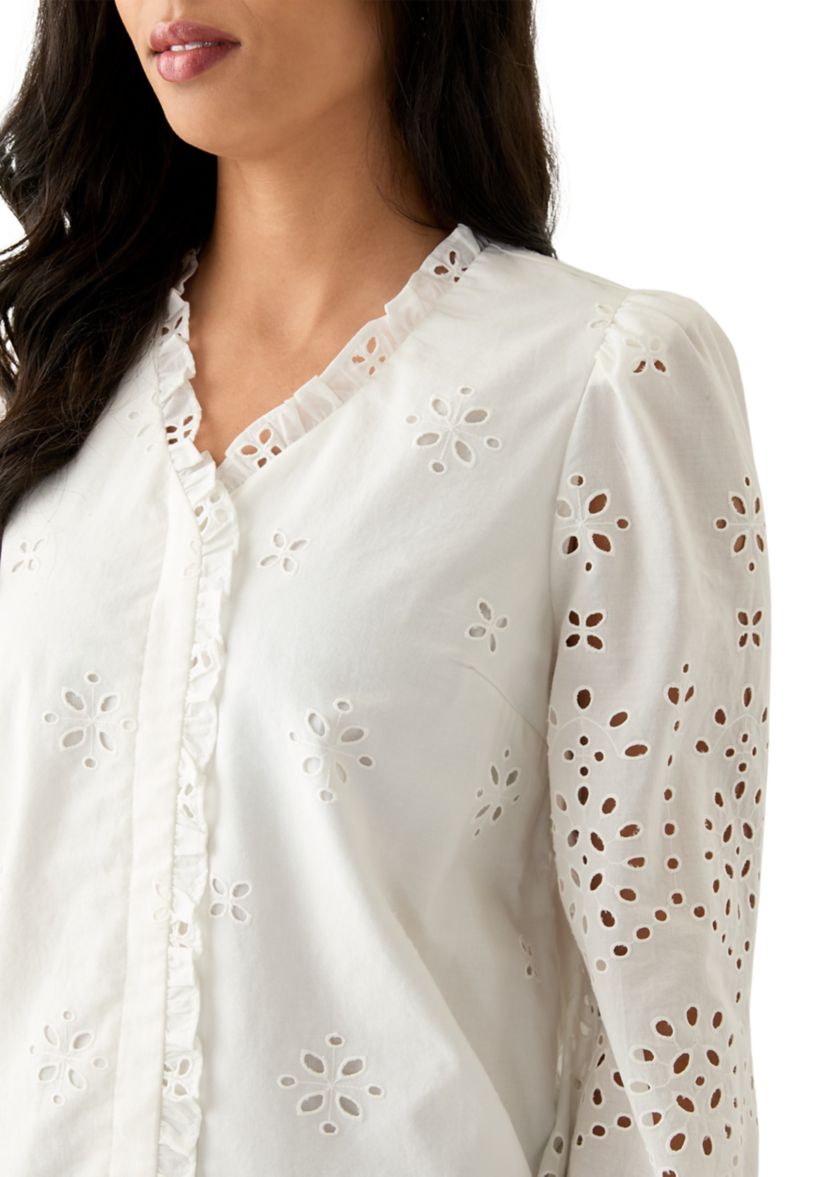 Womens Long Sleeve Ruffle Top
