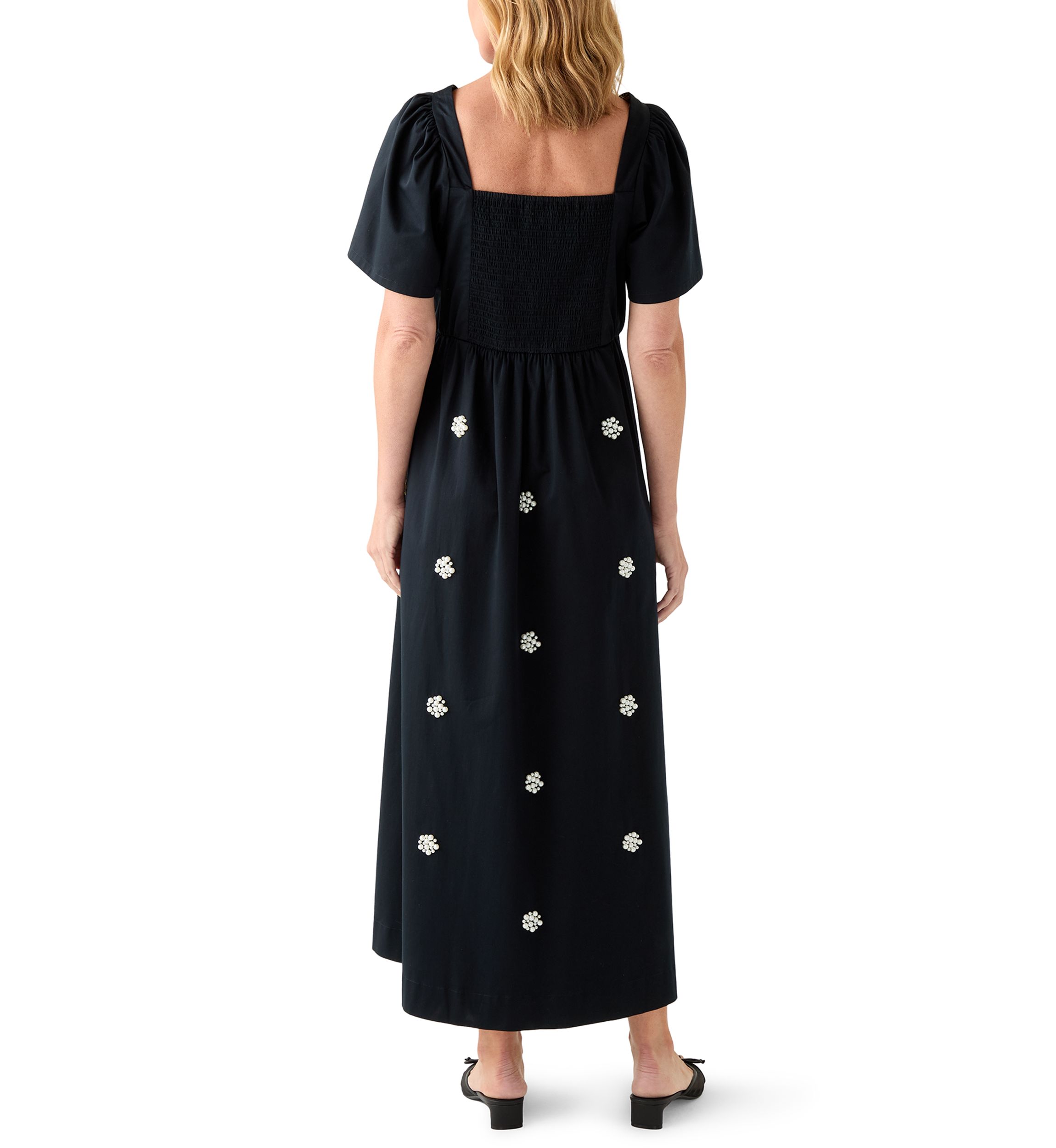 Womens Long Sleeve Embellished Midi Dress