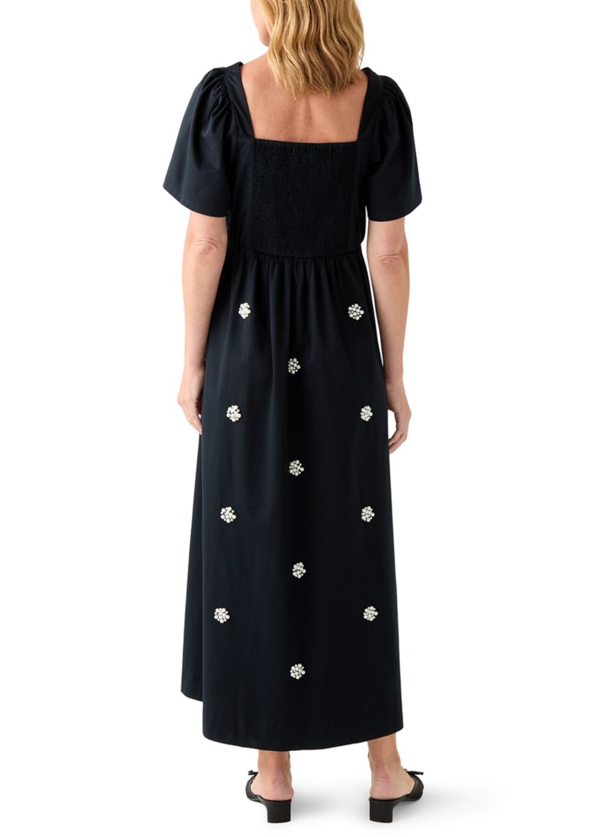 Womens Long Sleeve Embellished Midi Dress