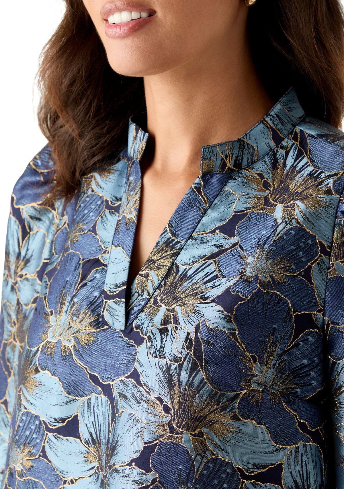 Womens 3/4 Puff Sleeve Jacquard Dress