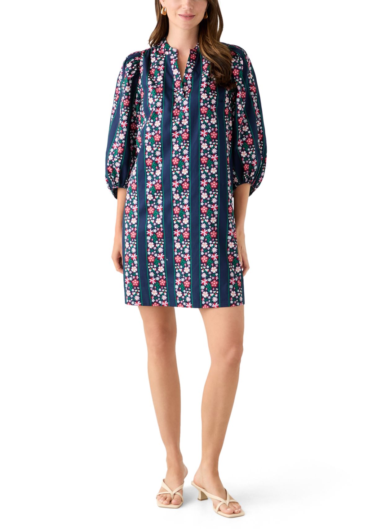 Womens Puff Sleeve Printed Dress