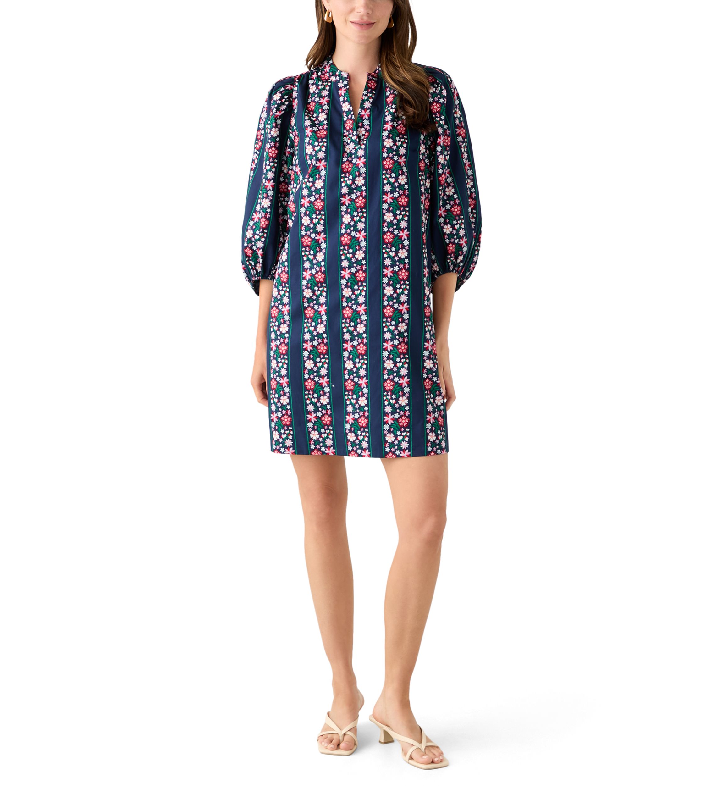 Womens Puff Sleeve Printed Dress