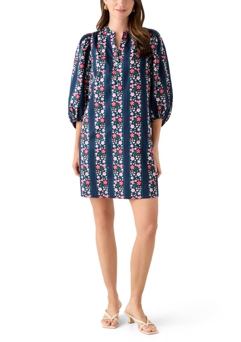 Womens Puff Sleeve Printed Dress