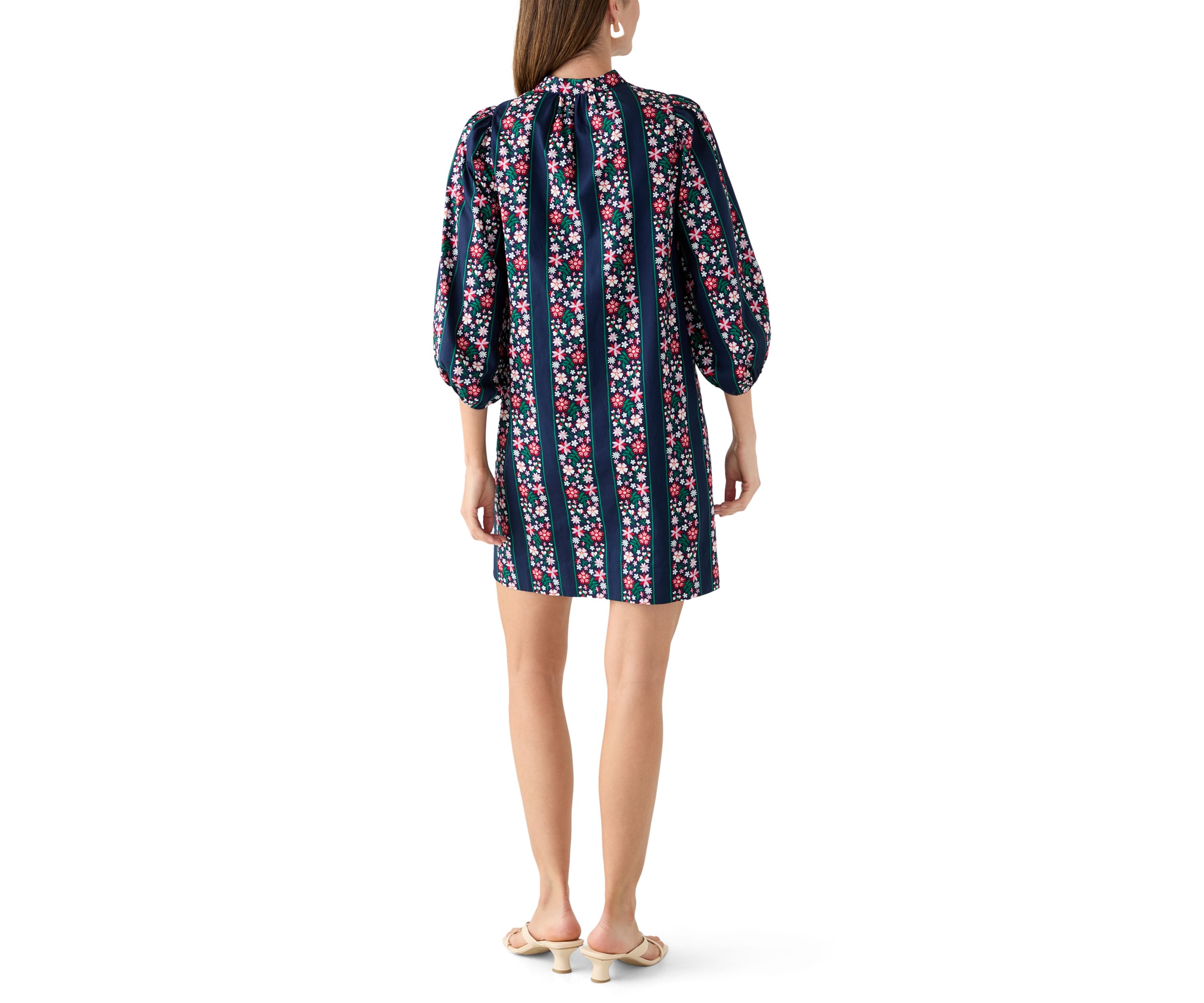 Womens Puff Sleeve Printed Dress