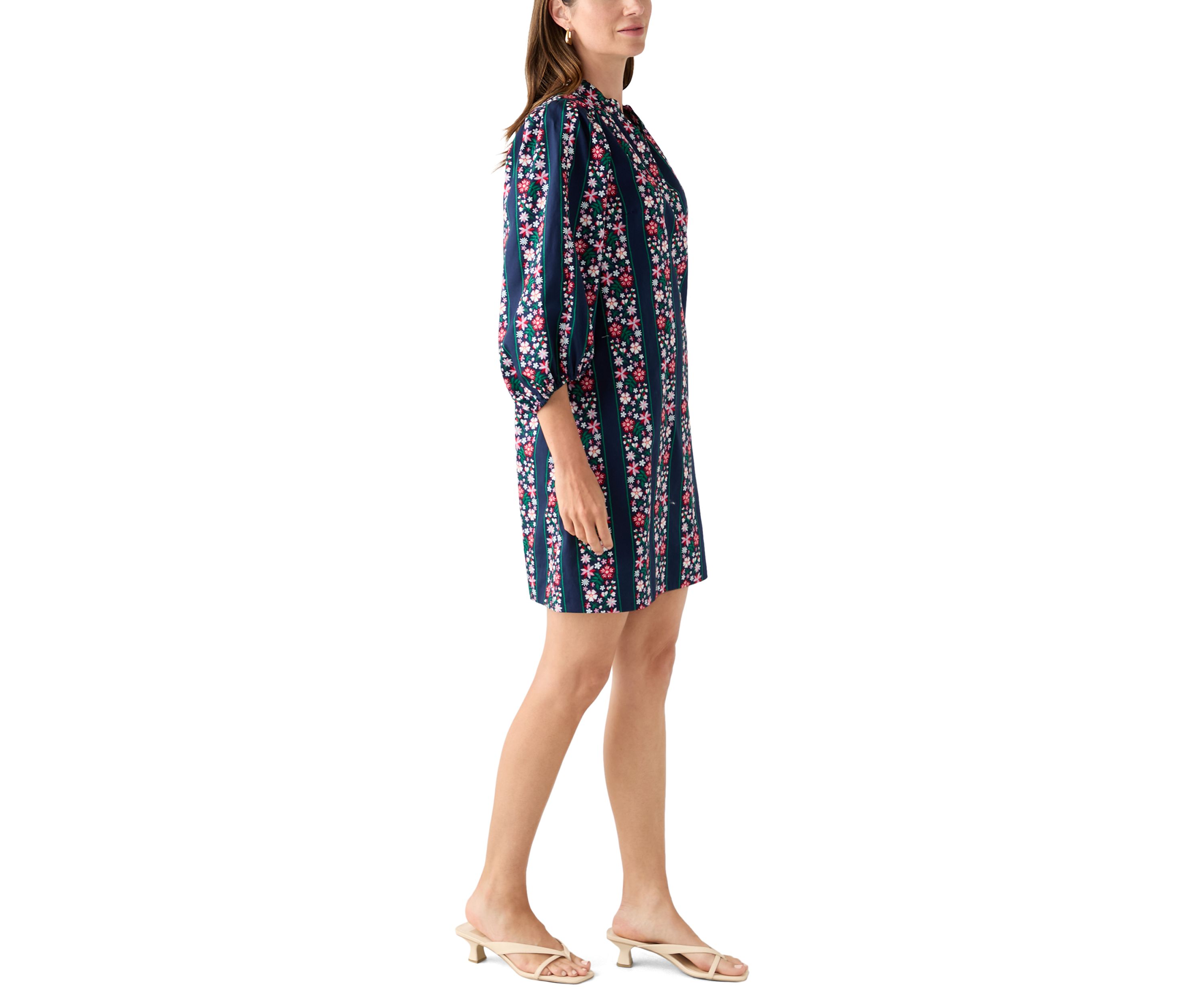 Womens Puff Sleeve Printed Dress