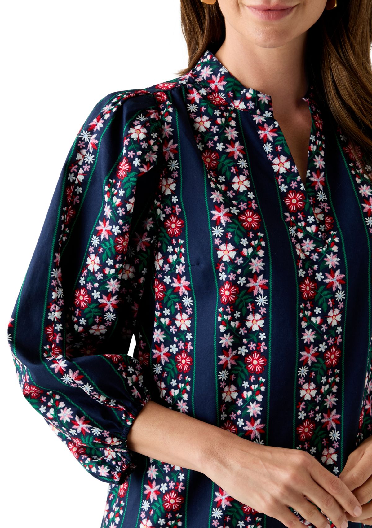 Womens Puff Sleeve Printed Dress