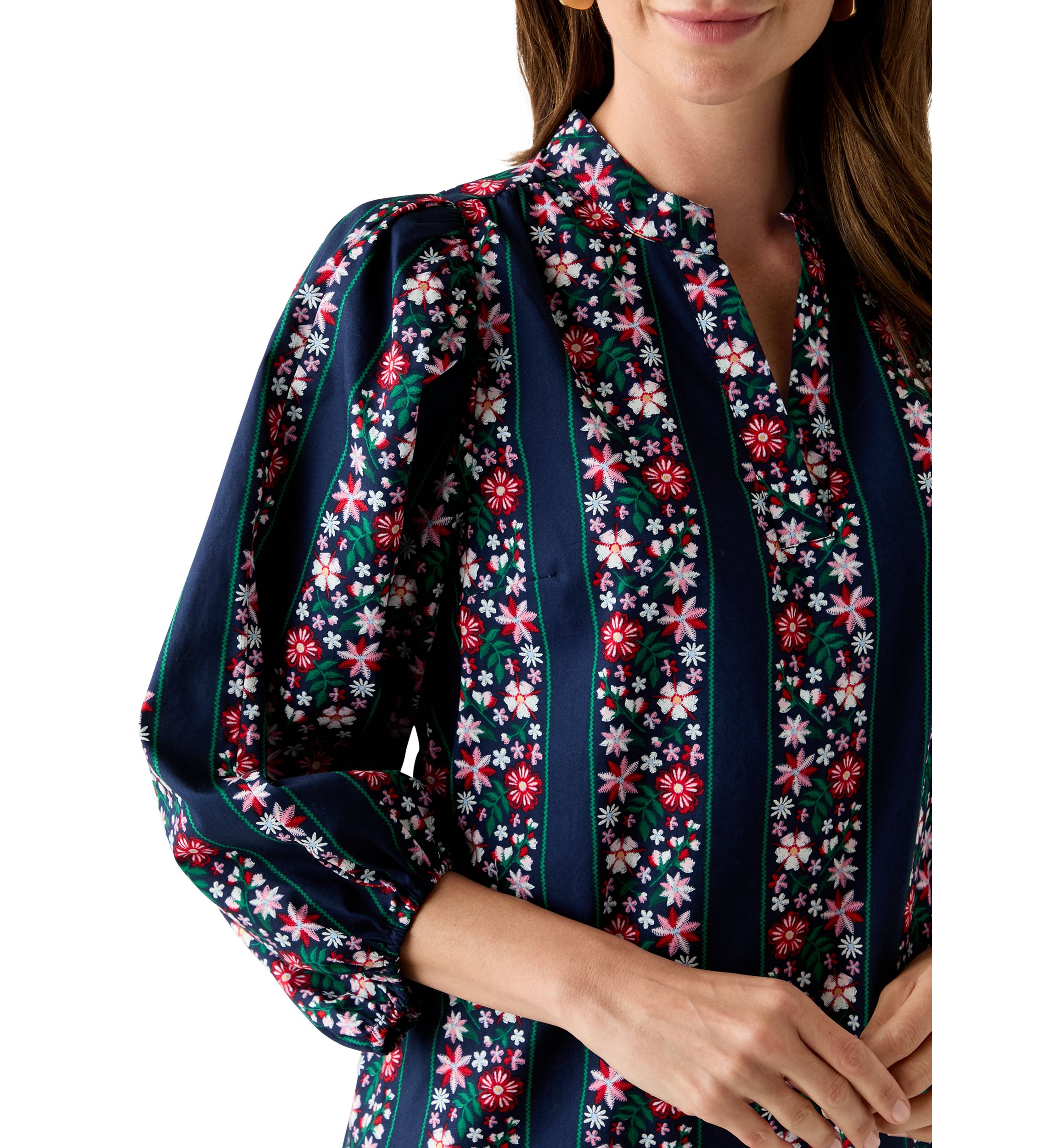 Womens Puff Sleeve Printed Dress