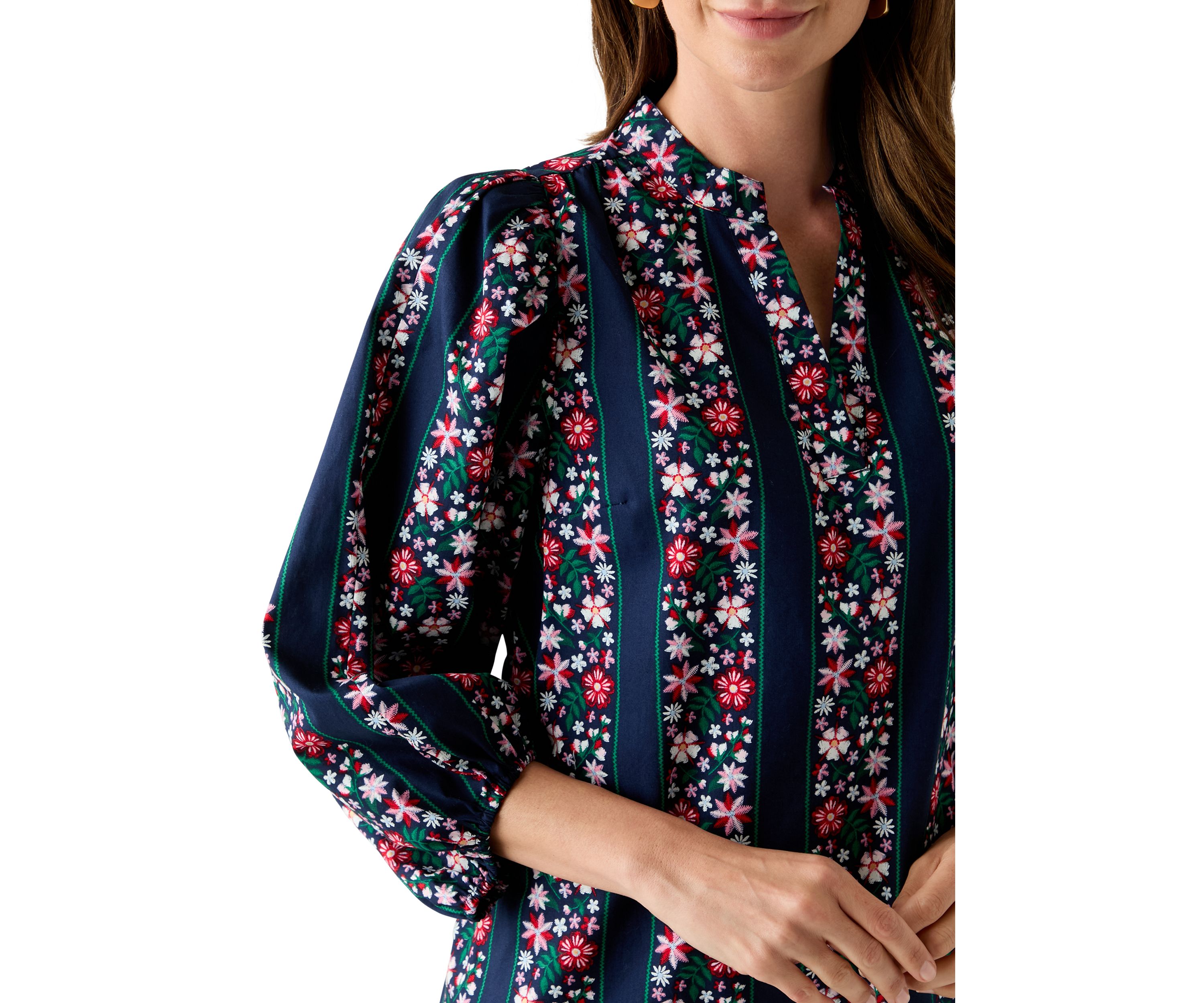 Womens Puff Sleeve Printed Dress