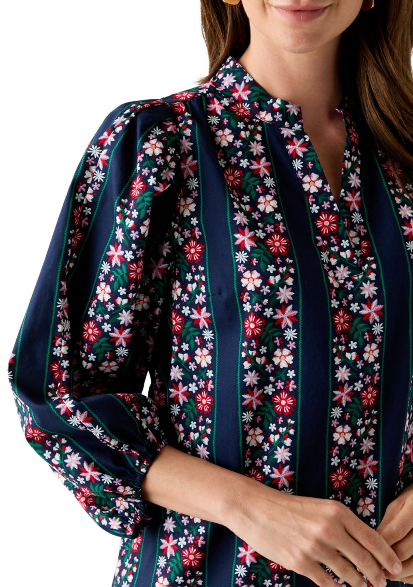 Womens Puff Sleeve Printed Dress