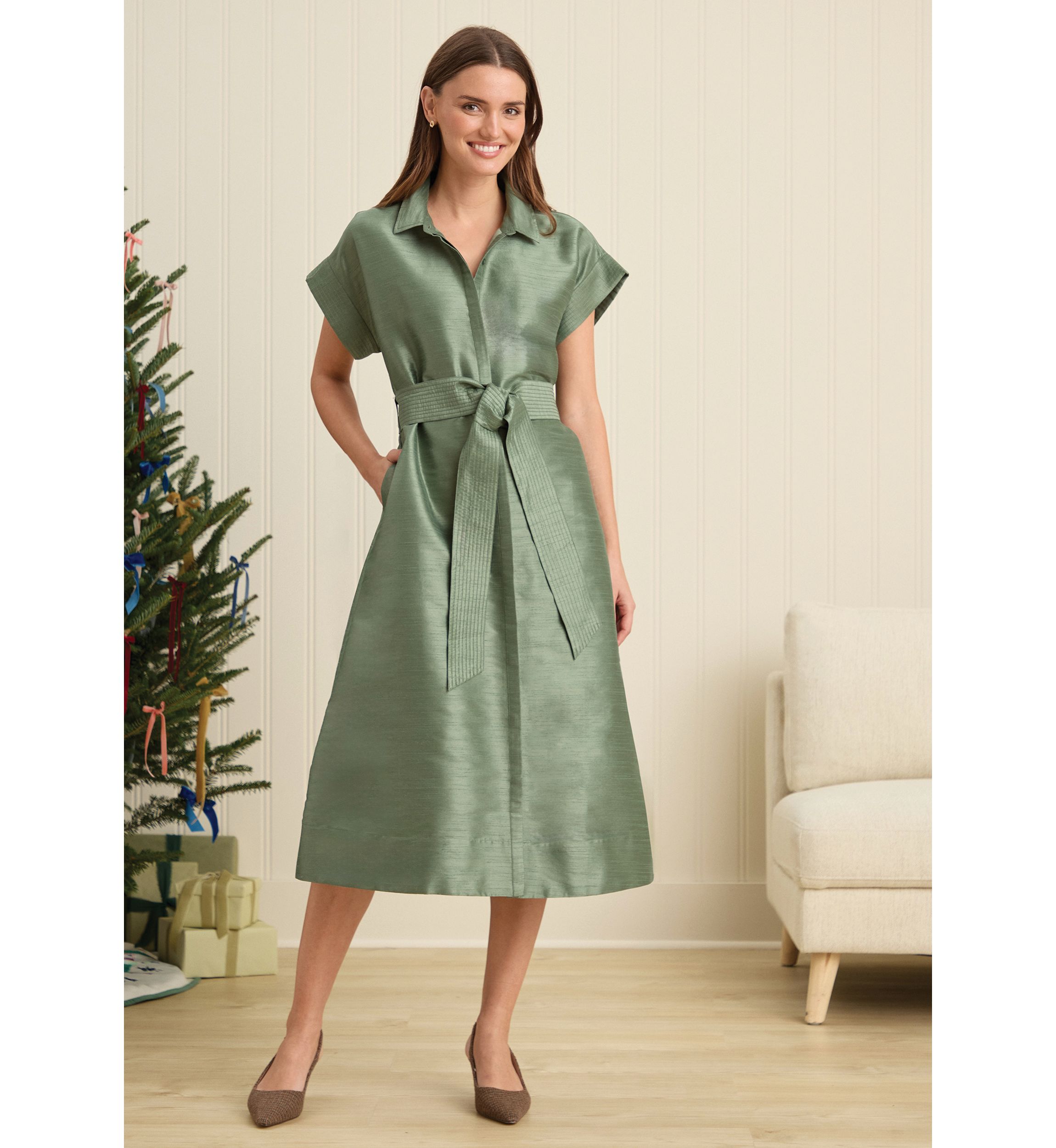 Sewing Down South x Crown & Ivy™ Sew Merry Midi Shirt Dress