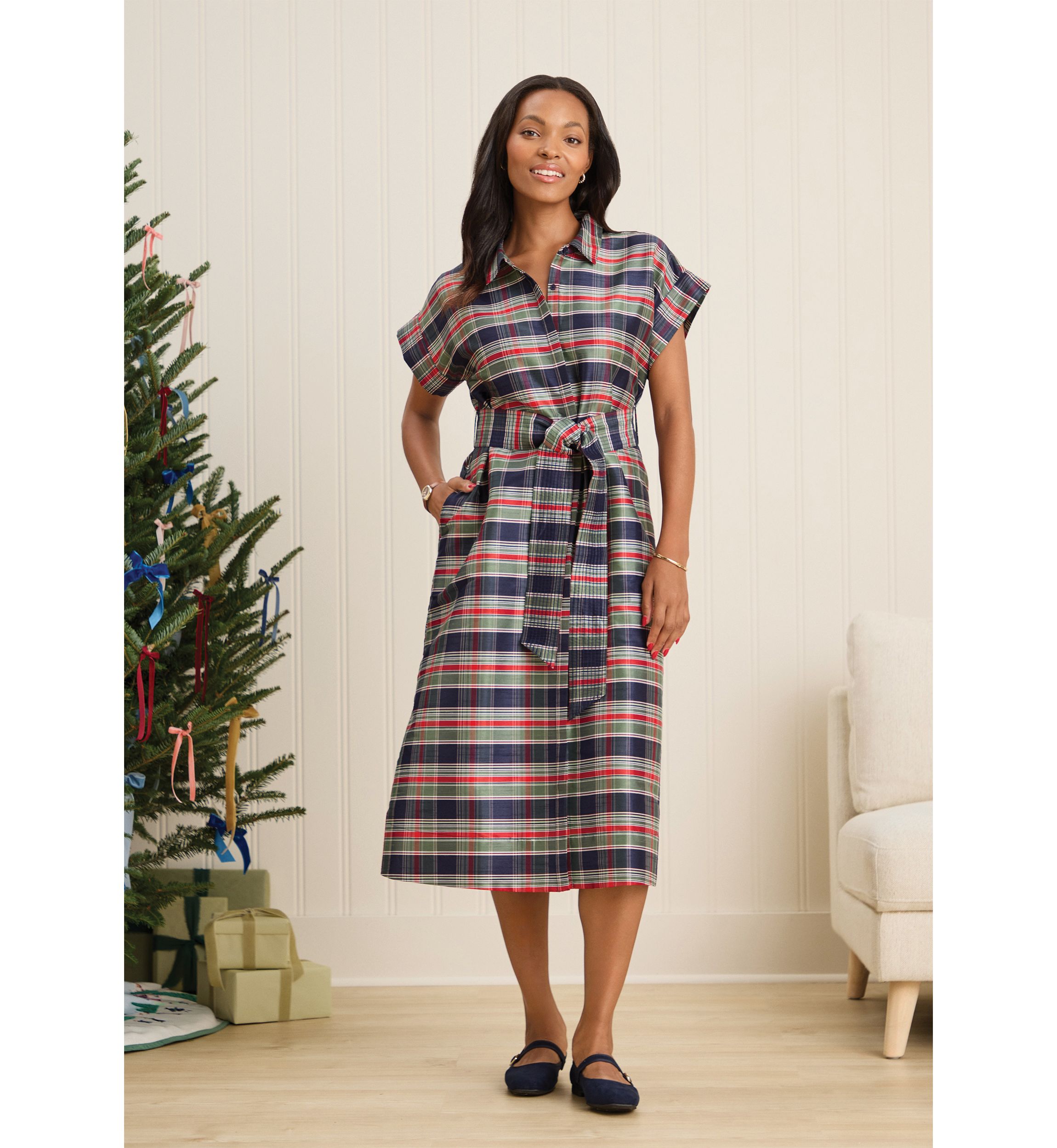 Sewing Down South x Crown & Ivy™ Sew Merry Midi Shirt Dress