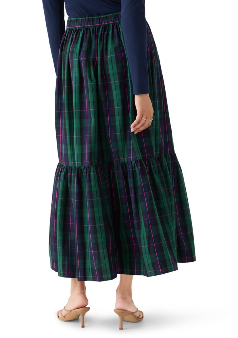 Womens Yarn Dyed Shirred Maxi Skirt