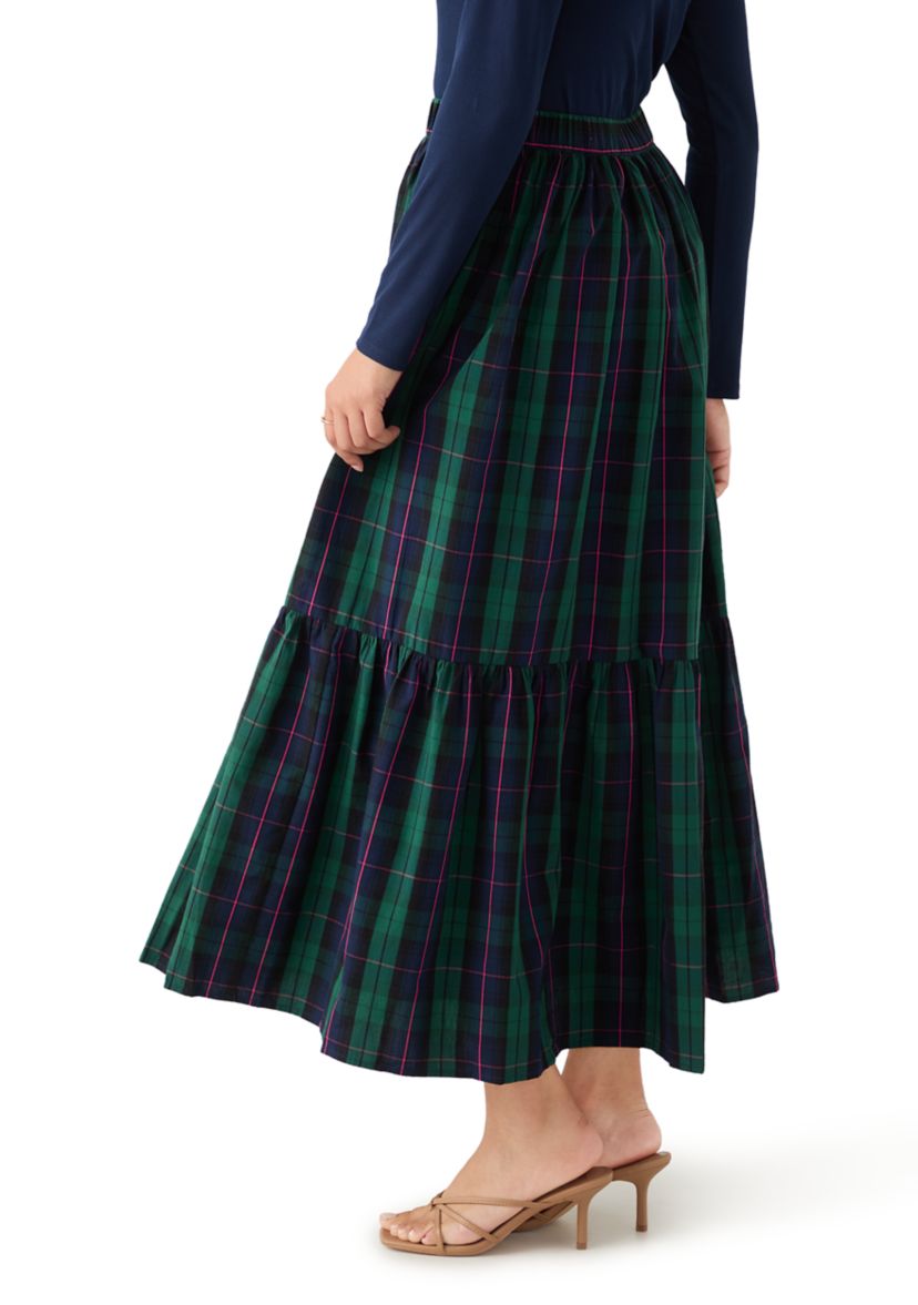 Womens Yarn Dyed Shirred Maxi Skirt