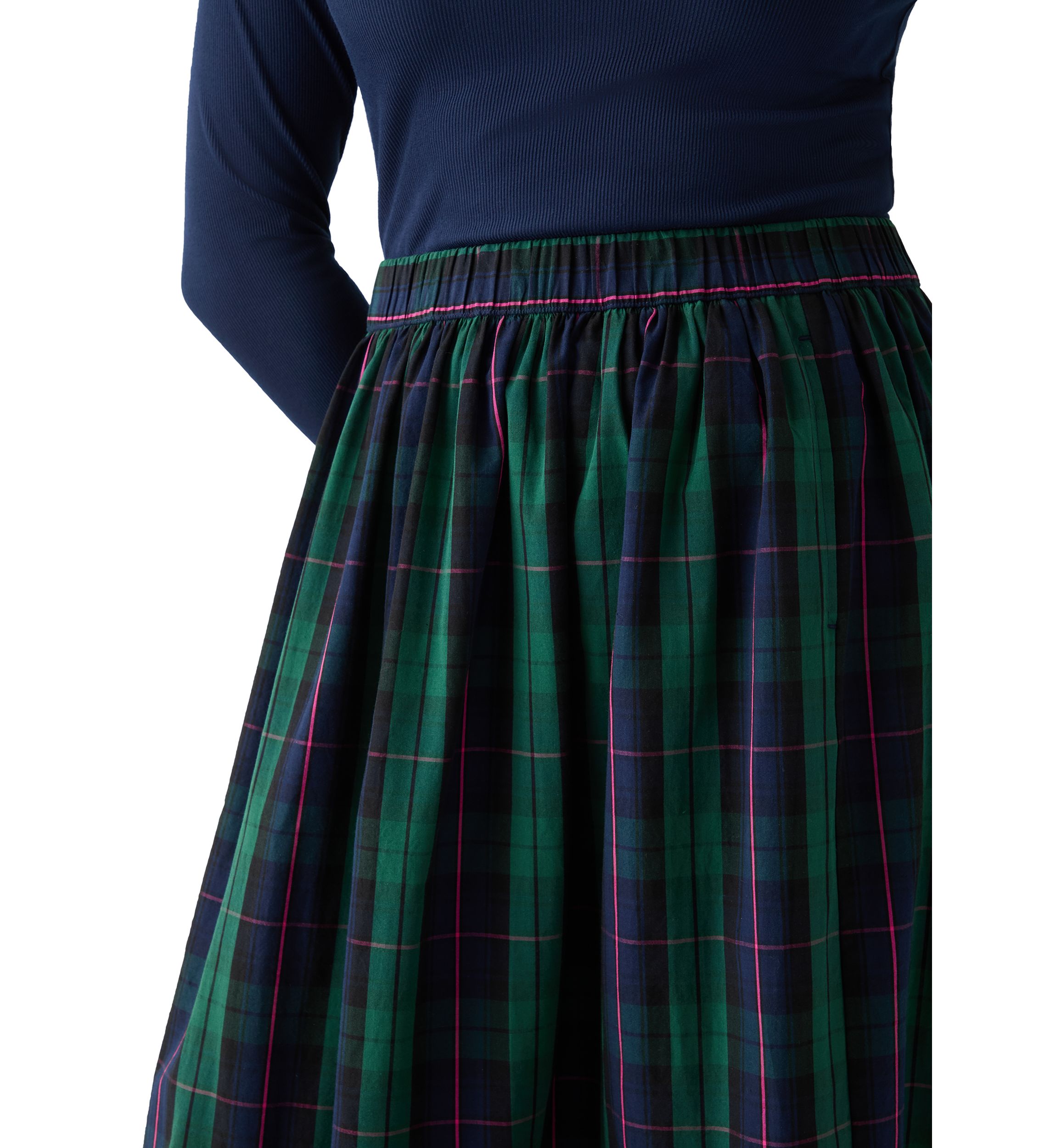 Womens Yarn Dyed Shirred Maxi Skirt