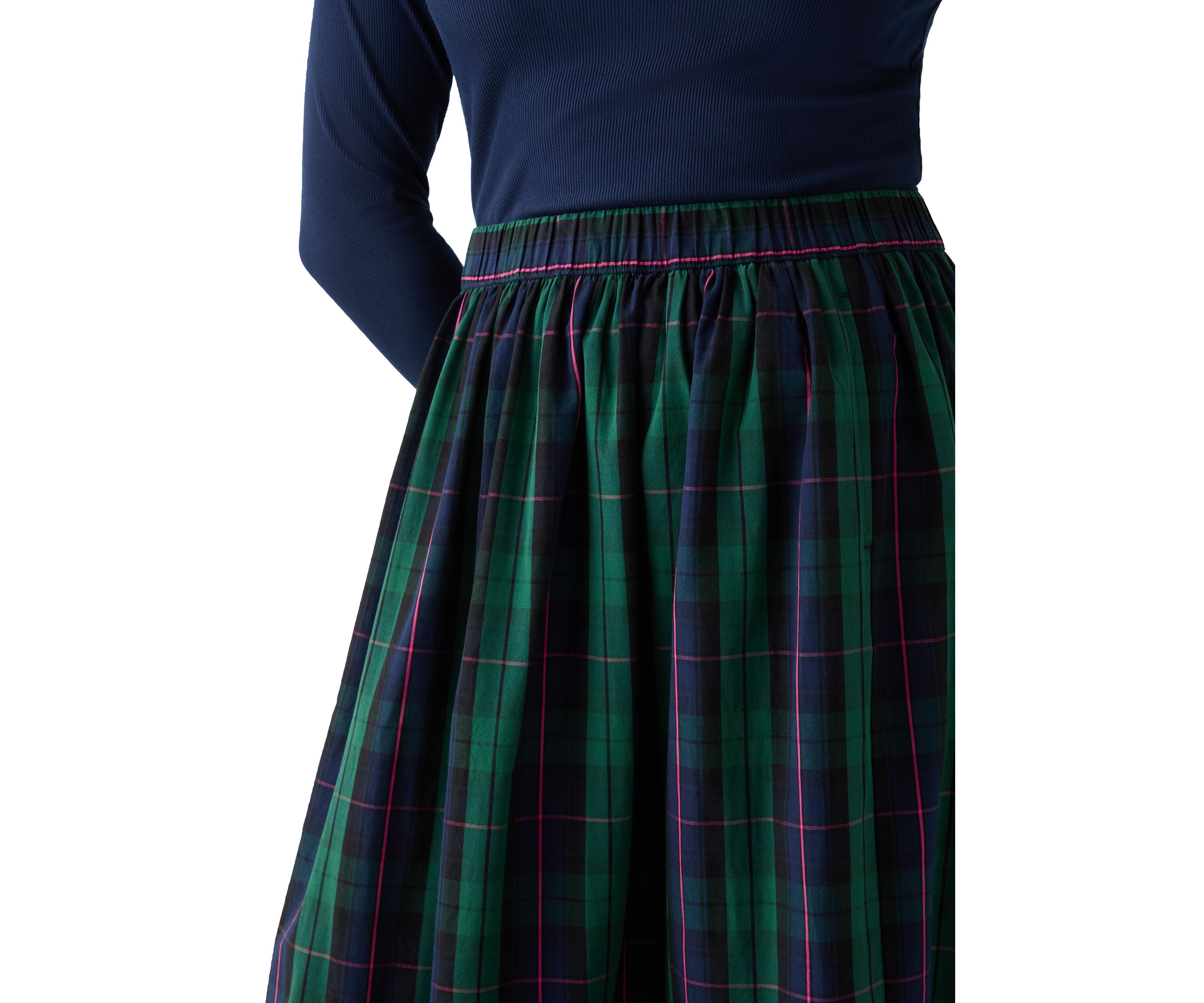 Womens Yarn Dyed Shirred Maxi Skirt