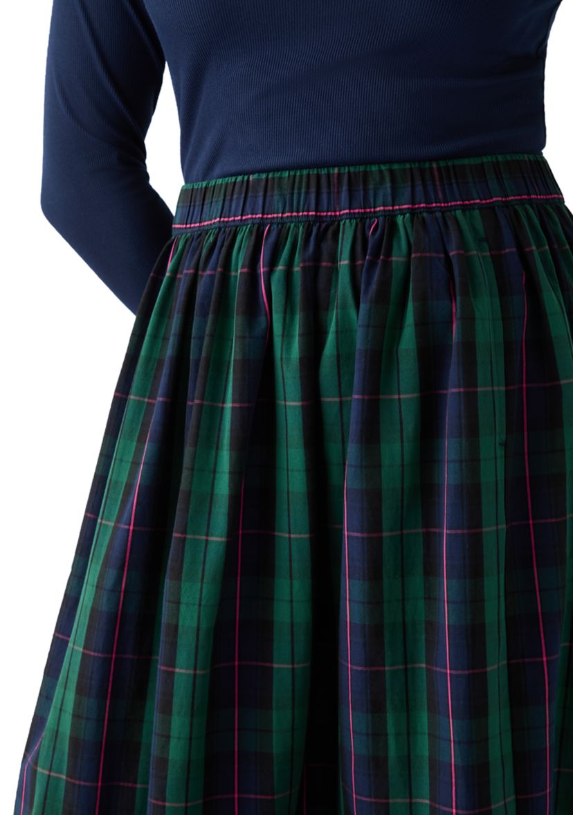 Womens Yarn Dyed Shirred Maxi Skirt
