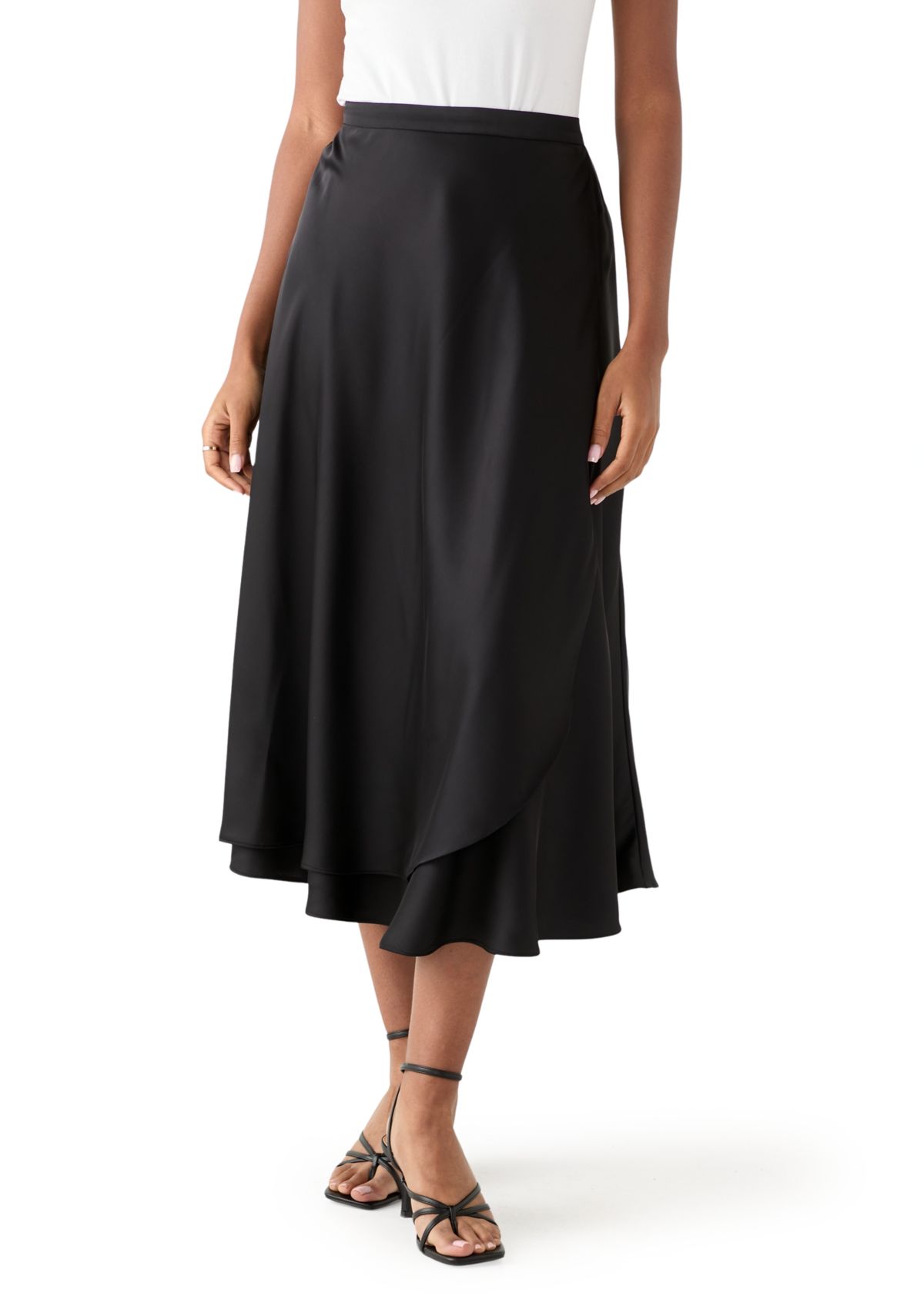 Womens Satin Midi Skirt