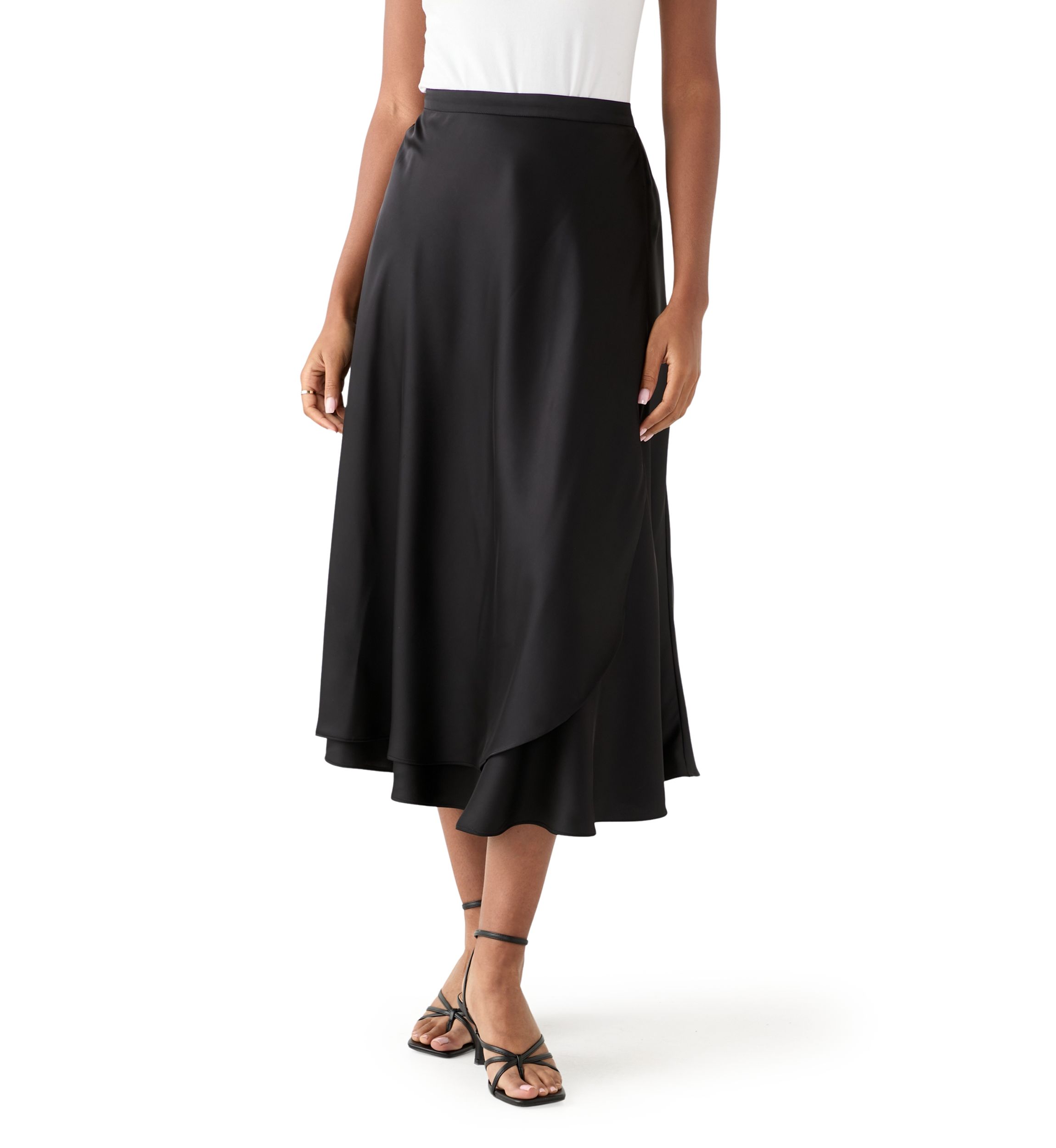 Womens Satin Midi Skirt